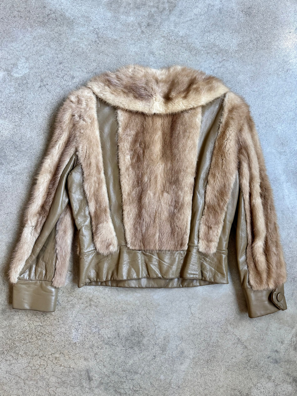 Vintage 1960s/70s Brown Mink Fur & Leather Cropped Bomber Jacket | Small