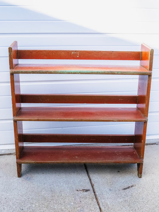 Vintage 1940s Solid Wood Painted 3-Tier Bookshelf