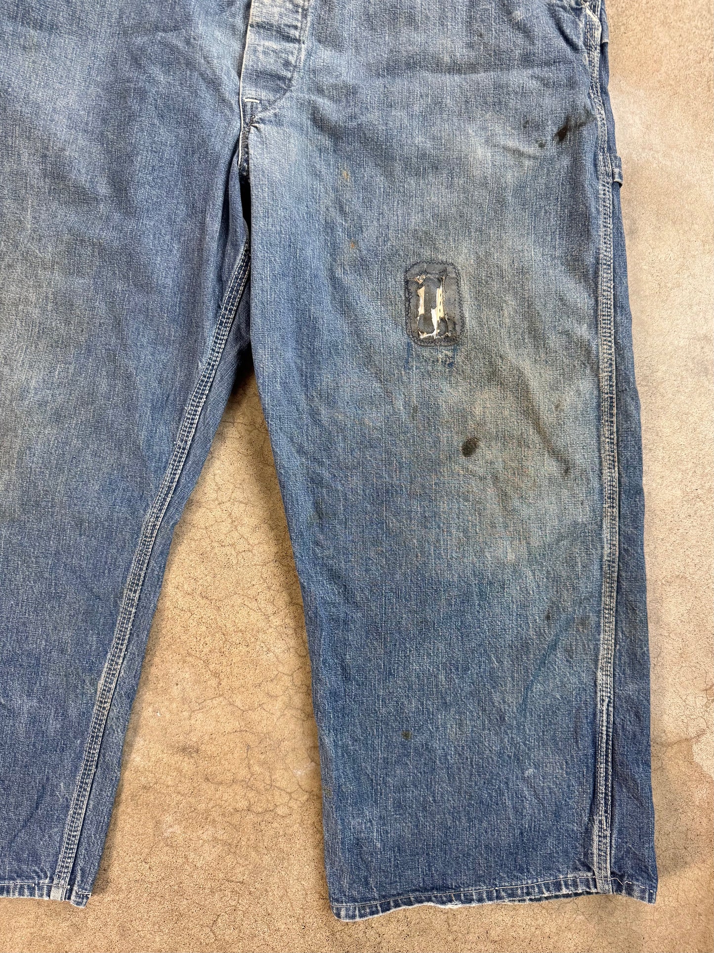 Vintage 1960s Lee Distressed Denim Overalls | XL