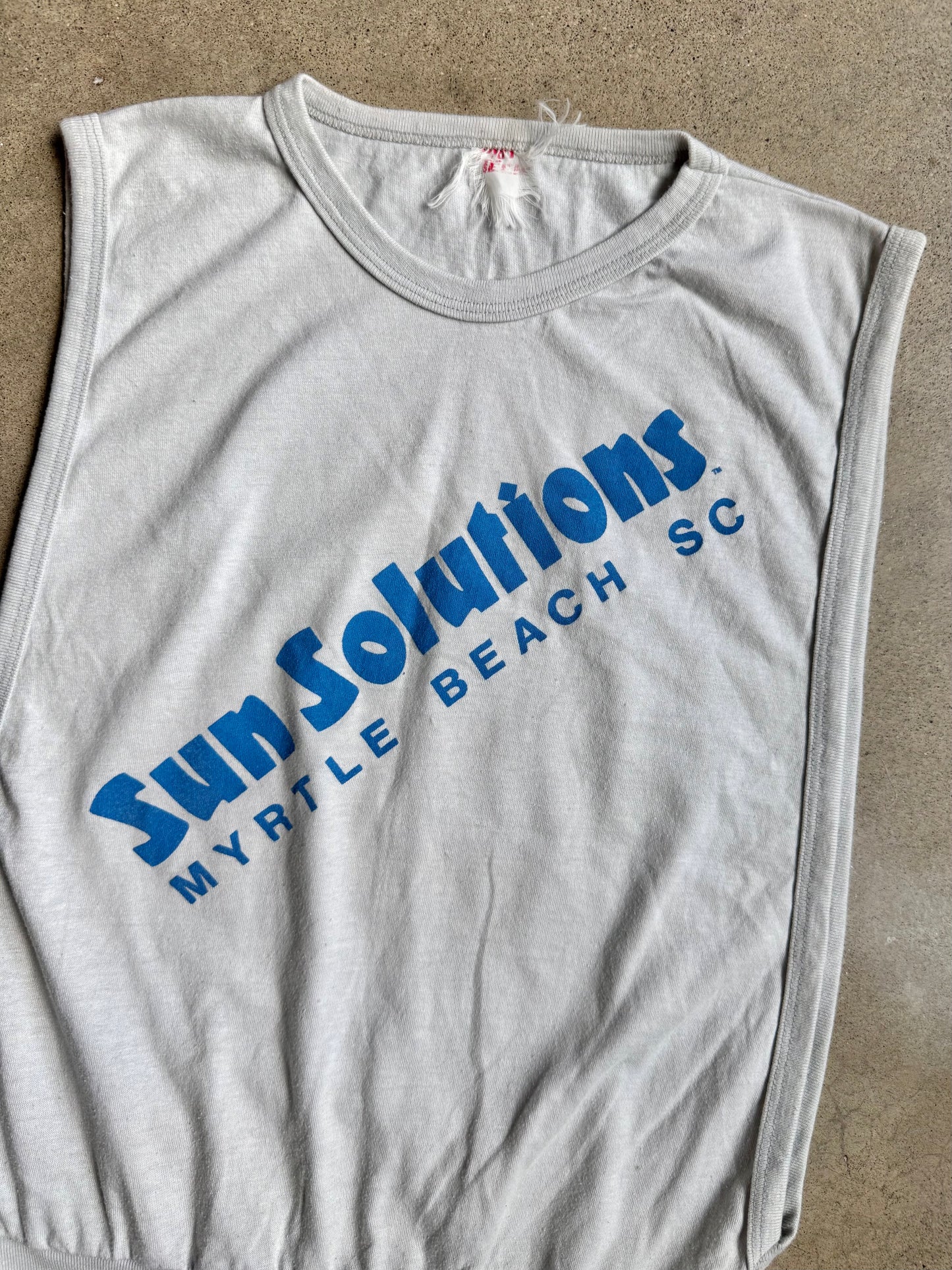 Vintage 1980s Sun Solutions Tanning Open-Side Muscle Tank | Medium