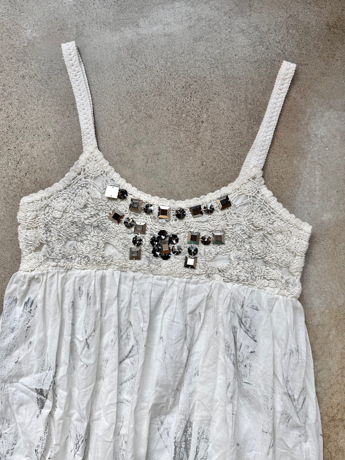 Vintage Y2K Miss Me Embellished Mini Bubble Dress | Large