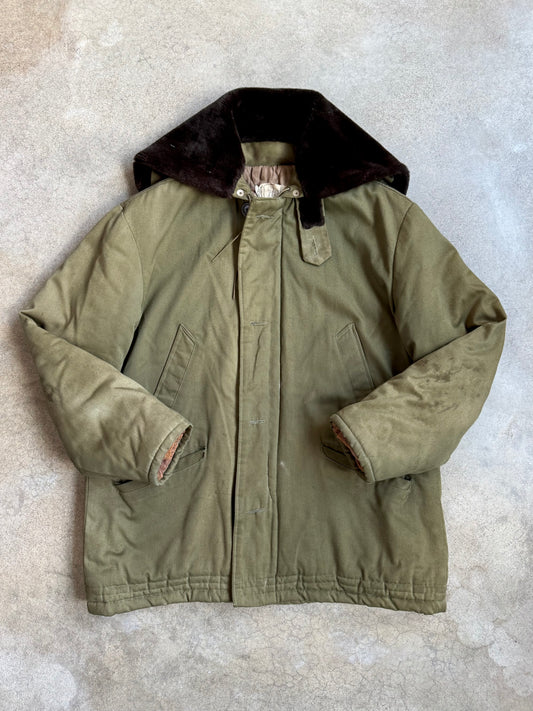 Vintage 1940s/50s Distressed Military Parka Jacket | Large