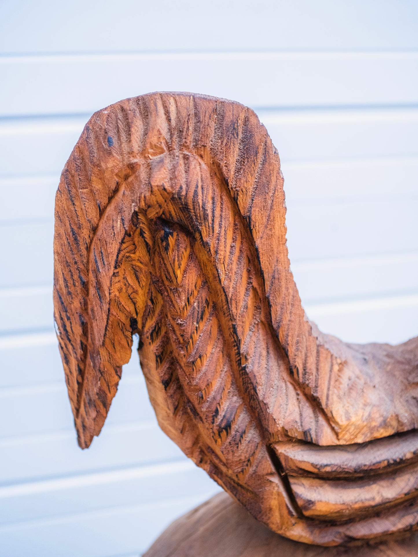 Vintage Hand-Carved Chicken Statue