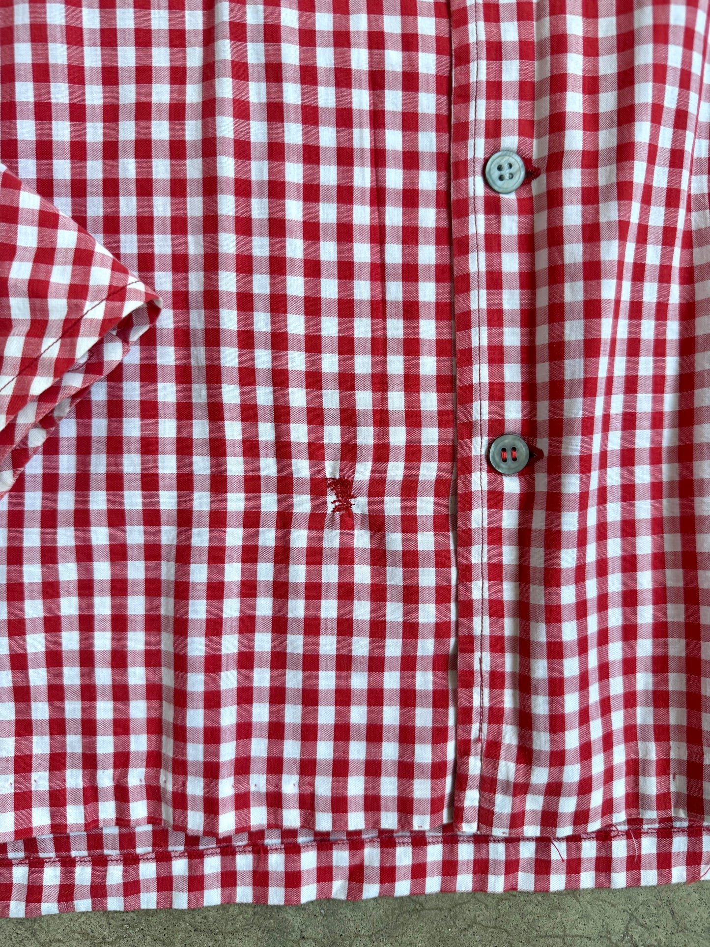Vintage 1950s Red Gingham Button-Up Shirt | XXL