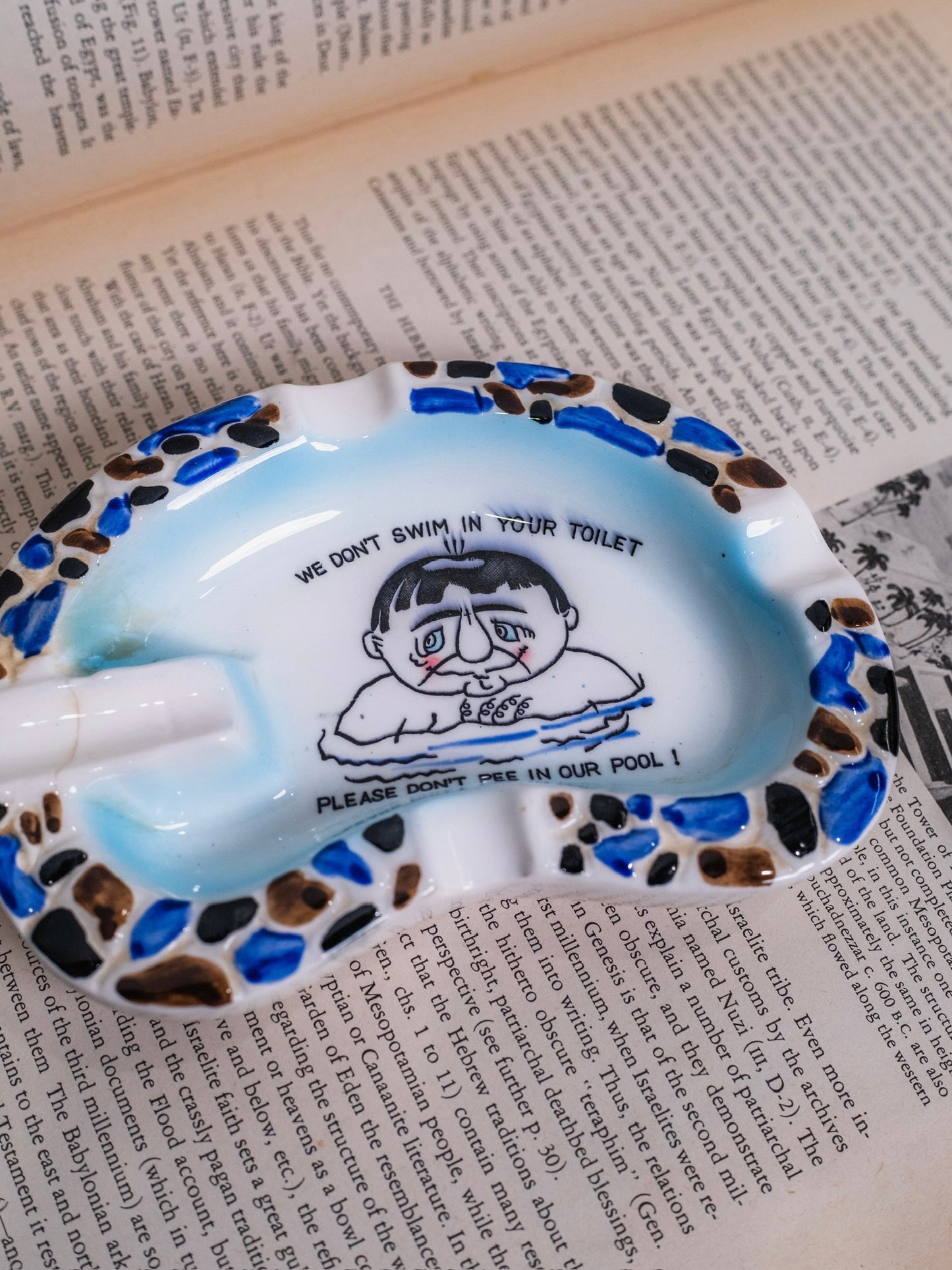 Vintage 1960s Ceramic "We Don't Swim in your Toilet..." Ashtray
