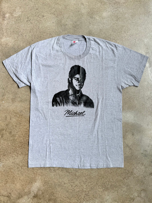 Vintage Grey Michael Jackson Graphic Tee | Large