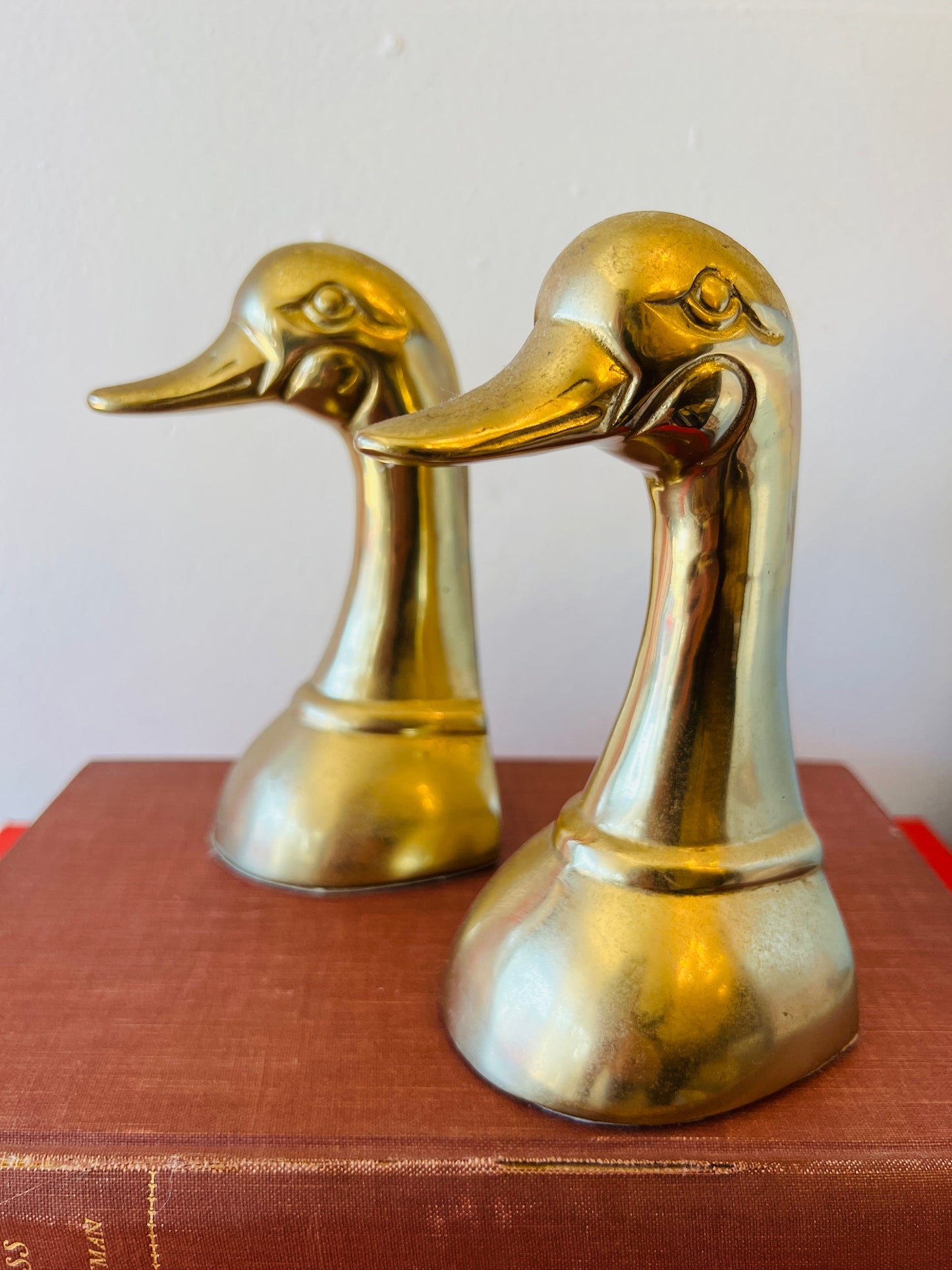 Vintage 1950s MCM Brass Duck Bookends | Set of Two