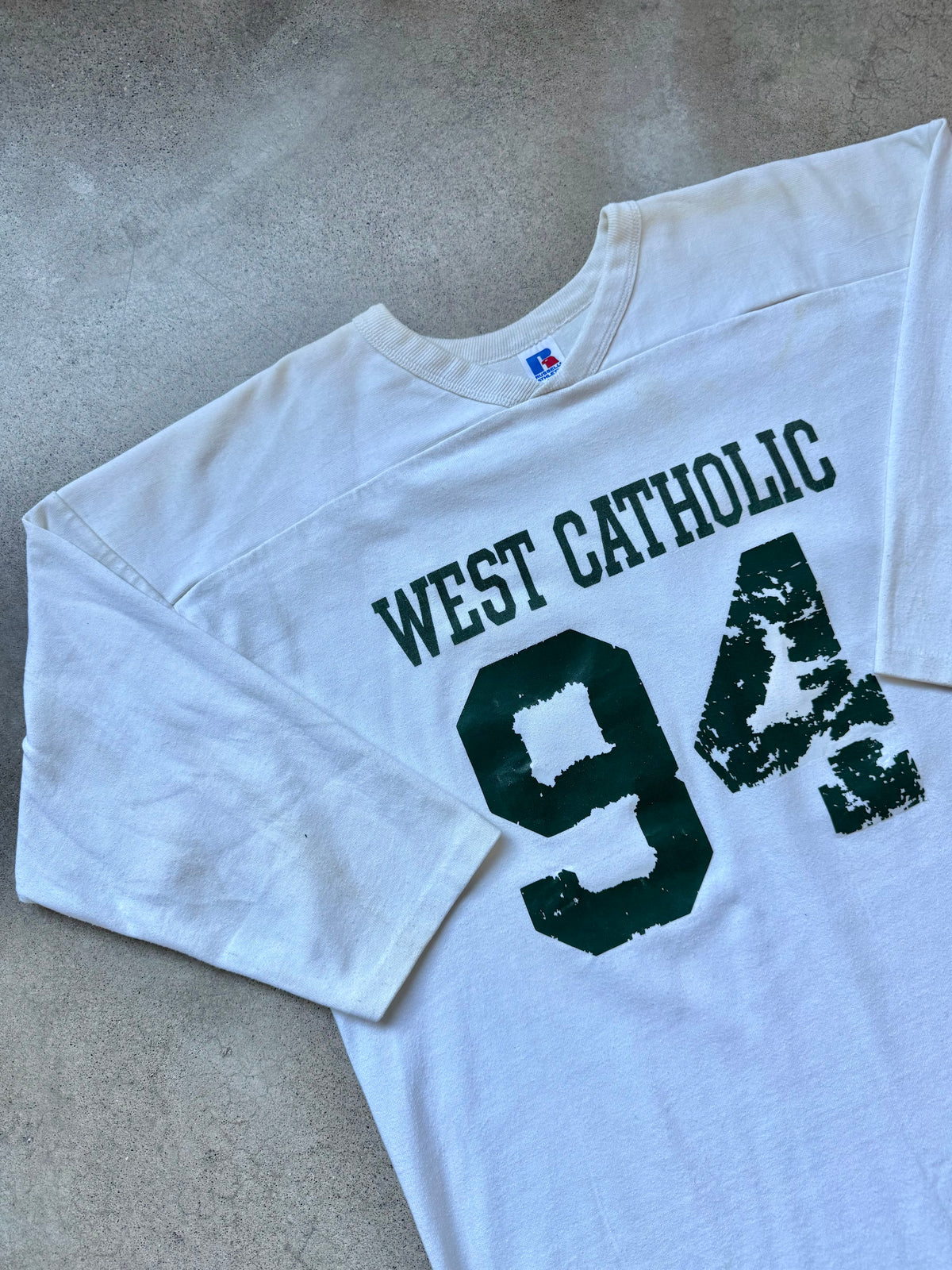 Vintage 1980s/90s Russell Athletic West Catholic Football Jersey Tee | XXL