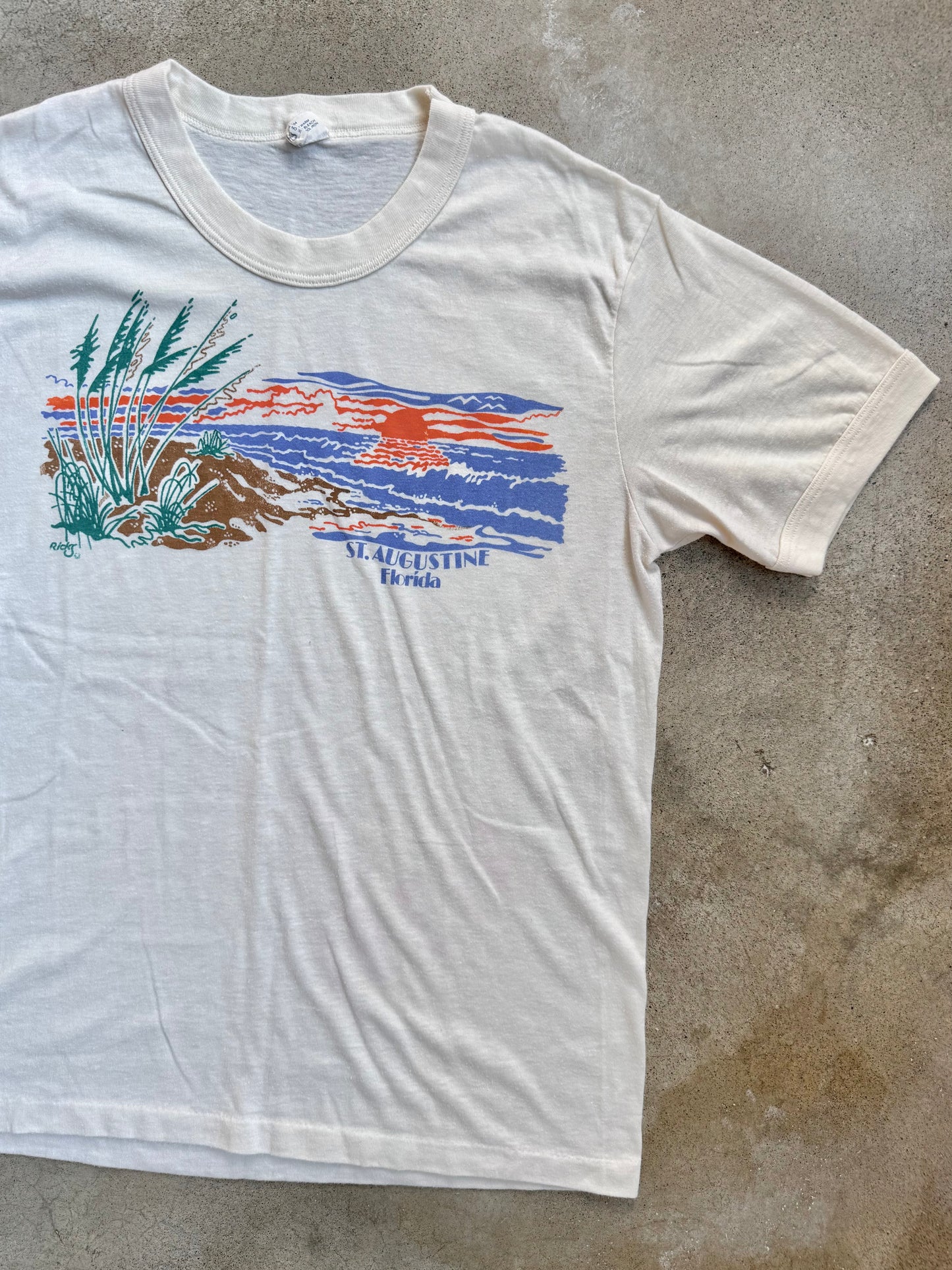 Vintage 1980s St. Augustine Beach Graphic Tee | Large