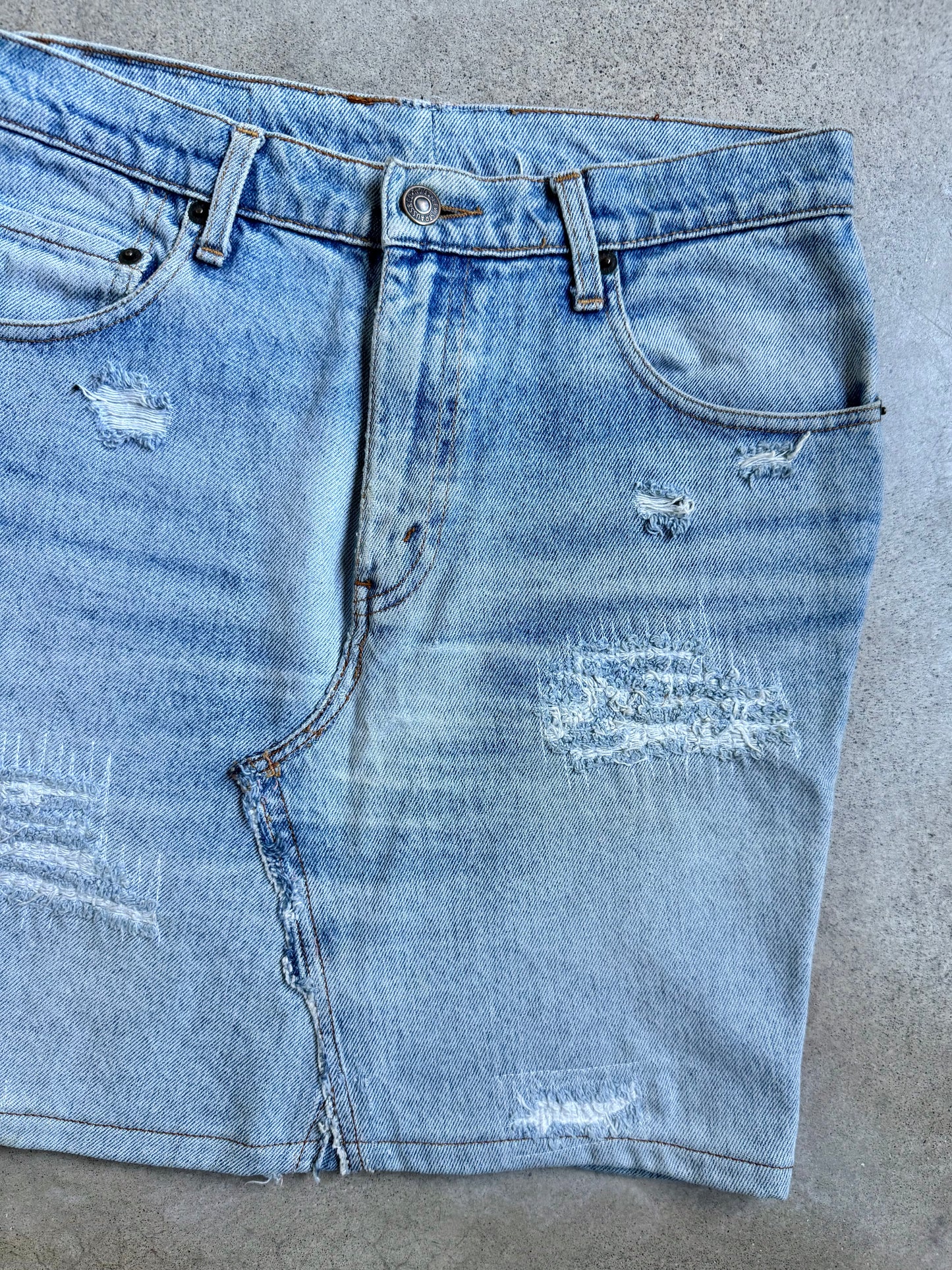 Vintage 1970s/80s Levi’s Distressed Reworked Denim Skirt | Waist 30”