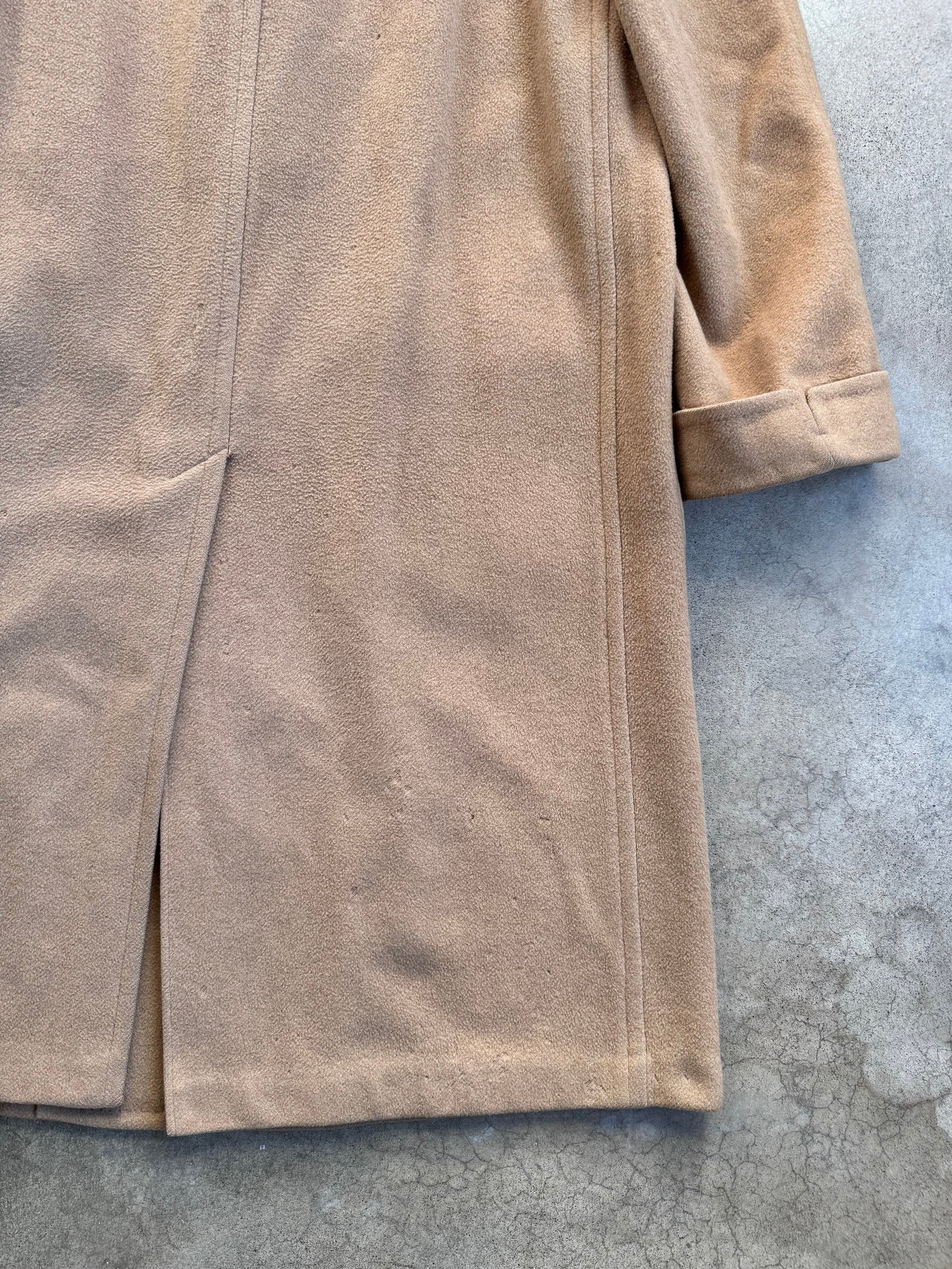 Vintage 1980s Lazarus Tan Cashmere Full-Length Overcoat | XL