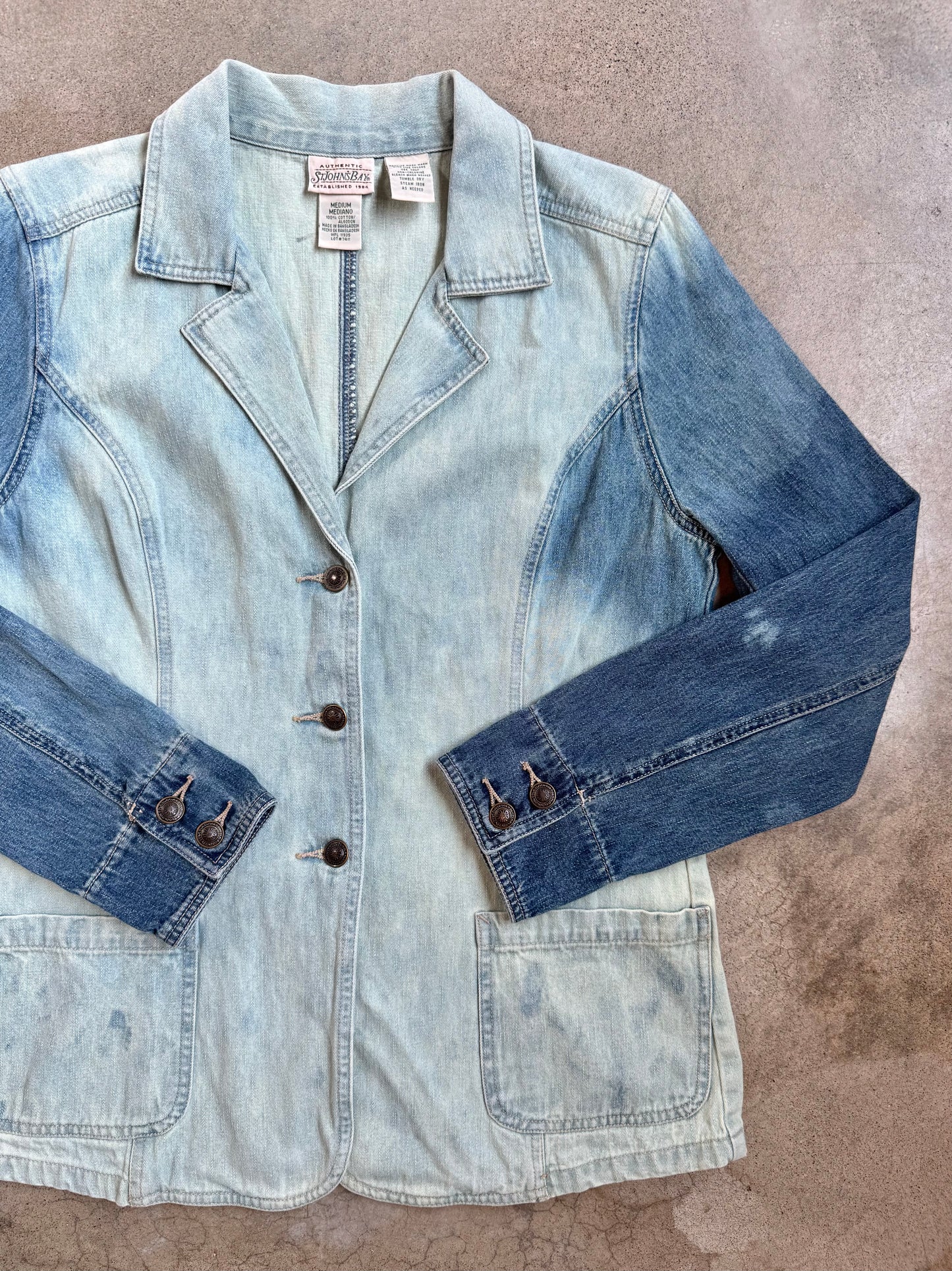 Vintage 1990s St. John’s Bay Acid Wash Denim Blazer Jacket | Medium