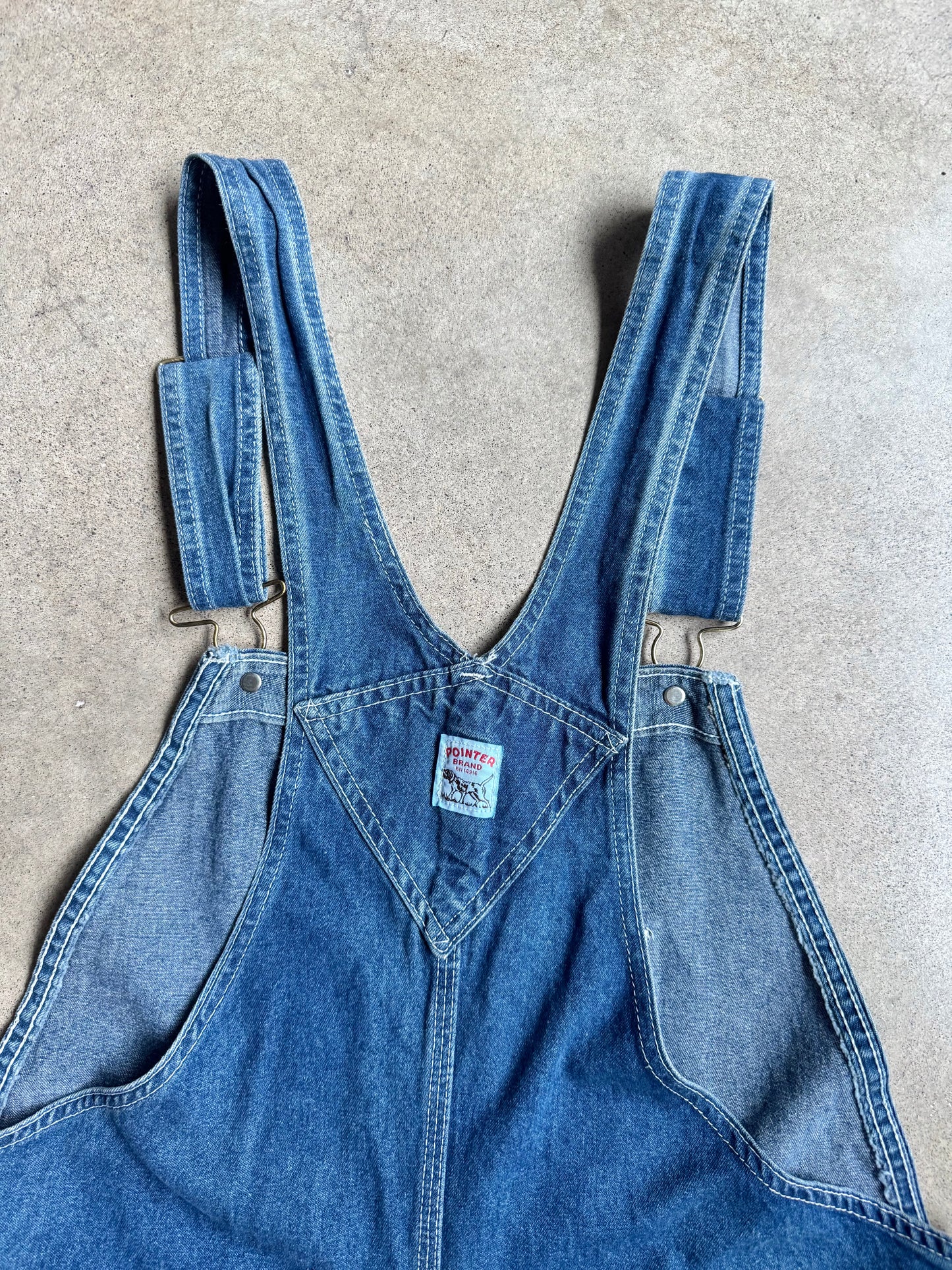 Vintage 1990s Pointer Denim Short Overalls | 38