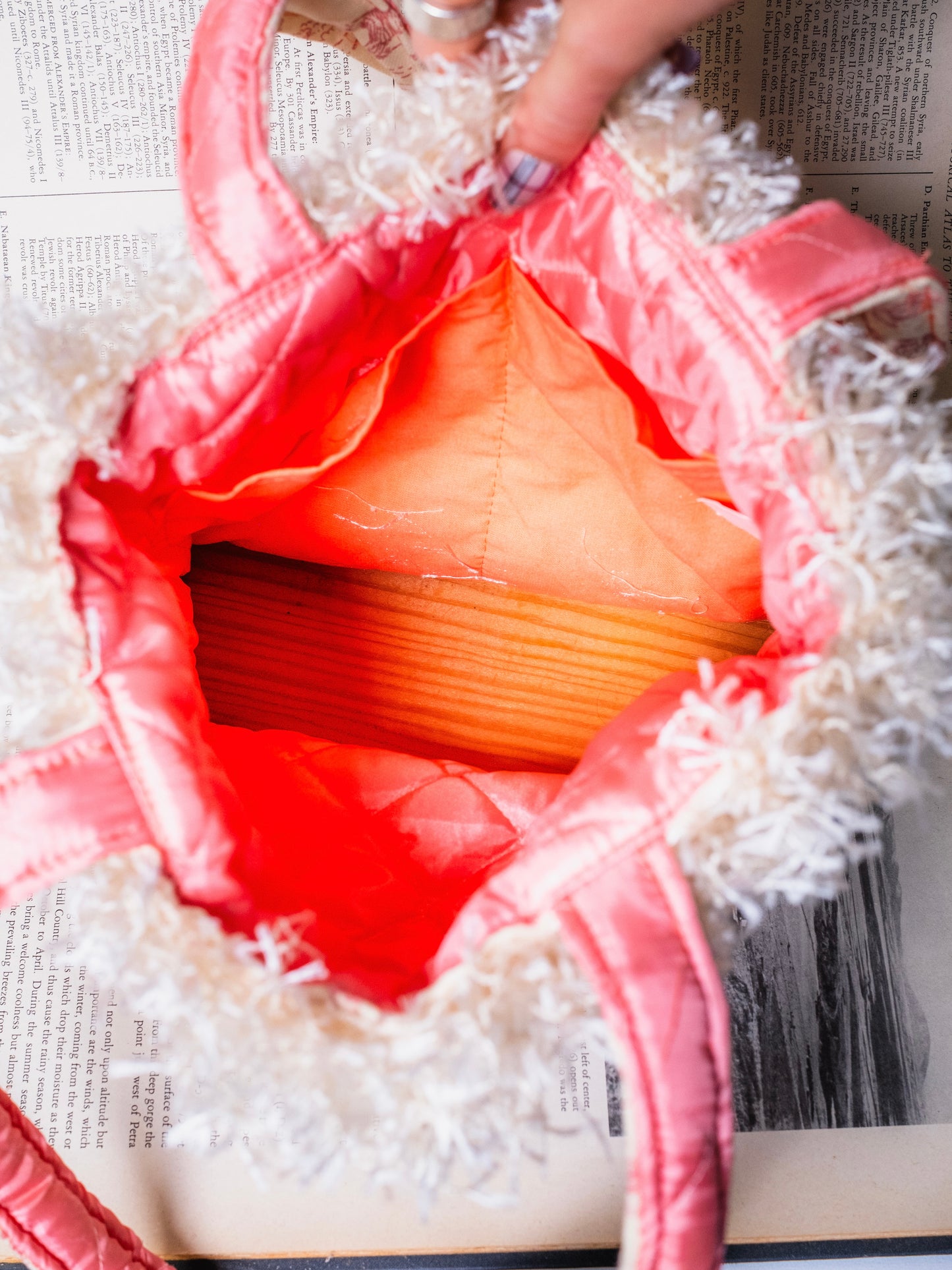 Vintage 1980s Handmade Pink & White Toile Print Purse | Signed