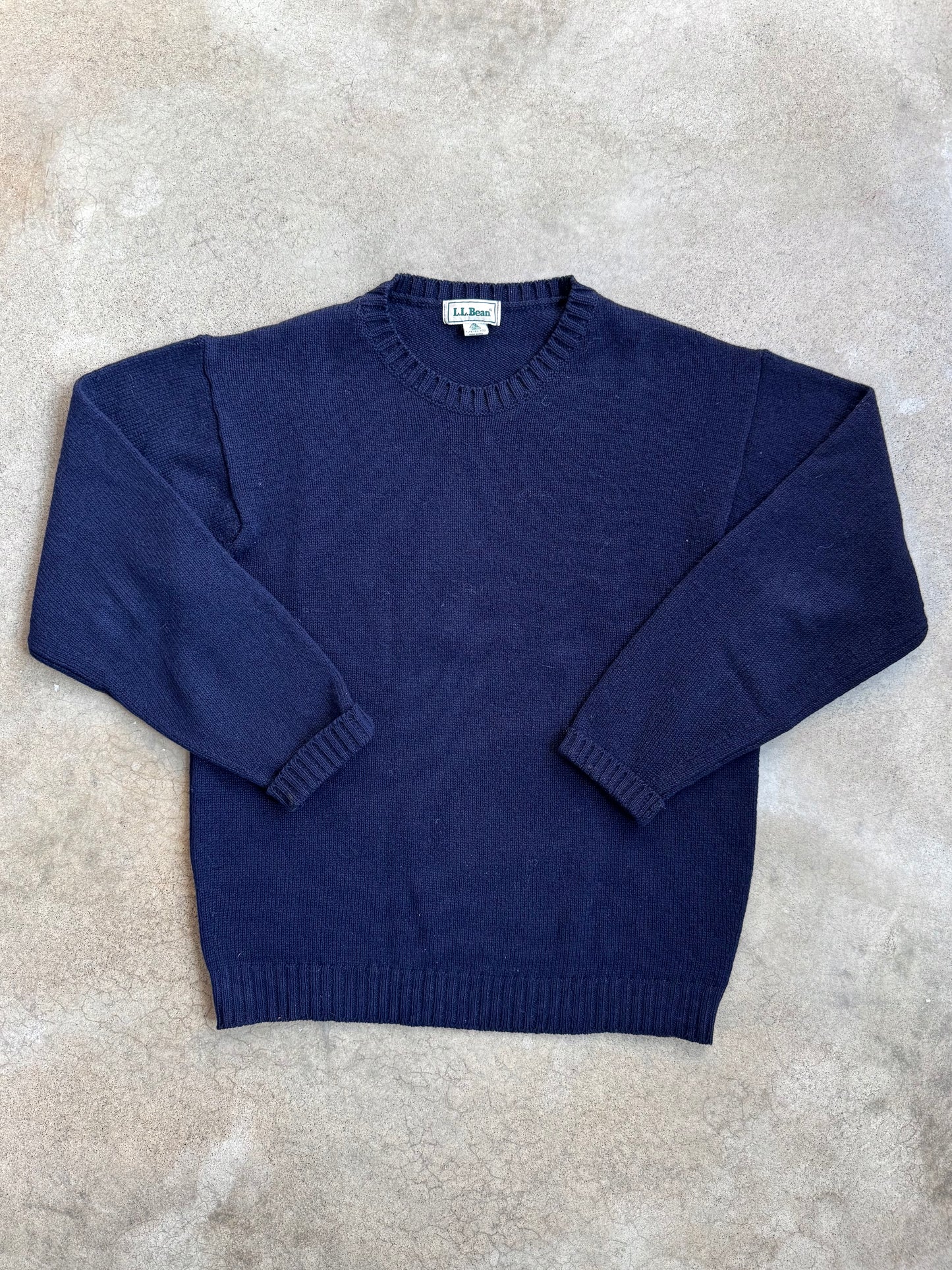 Vintage 1980s L.L. Bean Navy 100% Wool Crewneck Sweater | Medium