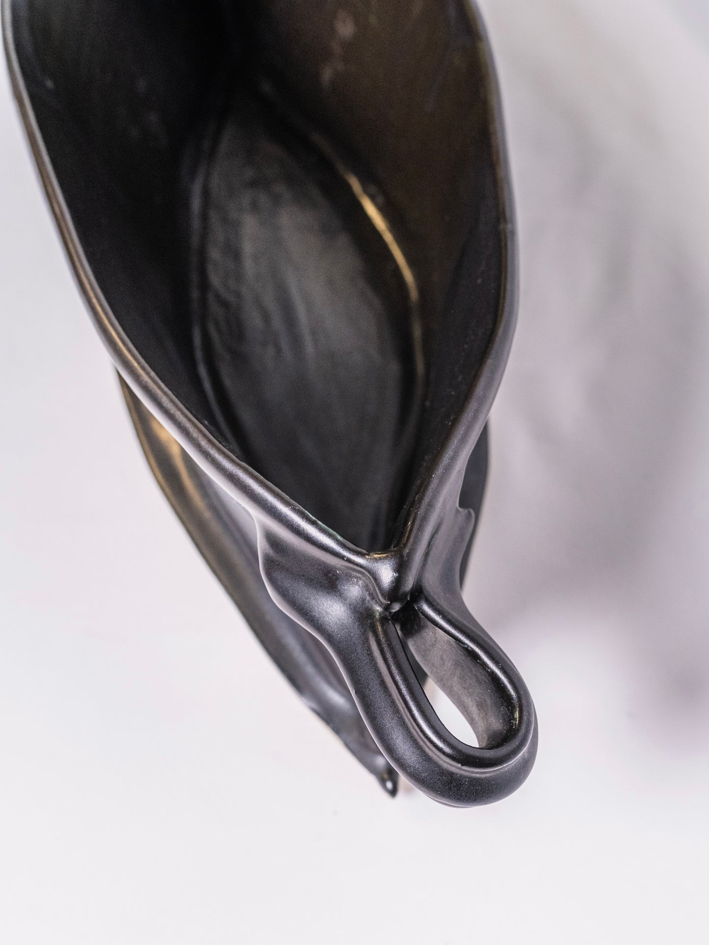 Vintage 1960’s Black Ceramic Pottery Abstract Centerpiece Bowl