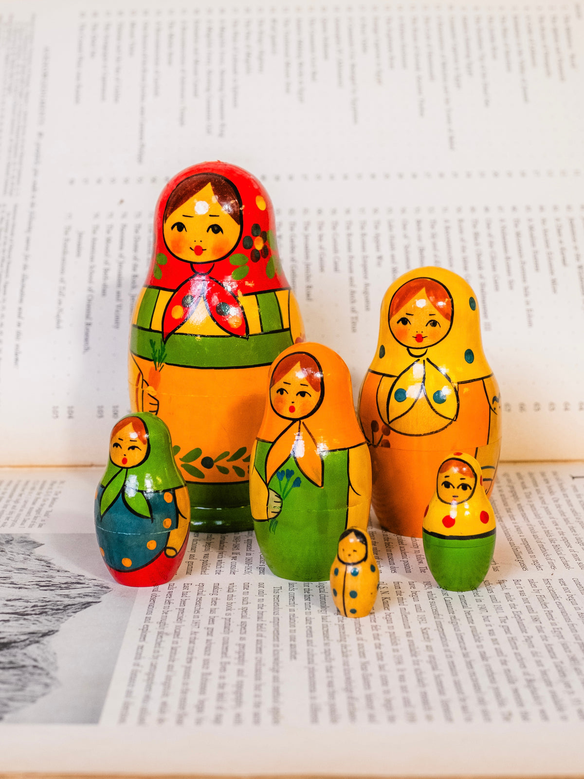Vintage Hand-Painted Wooden Russian Matryoshka Nesting Doll