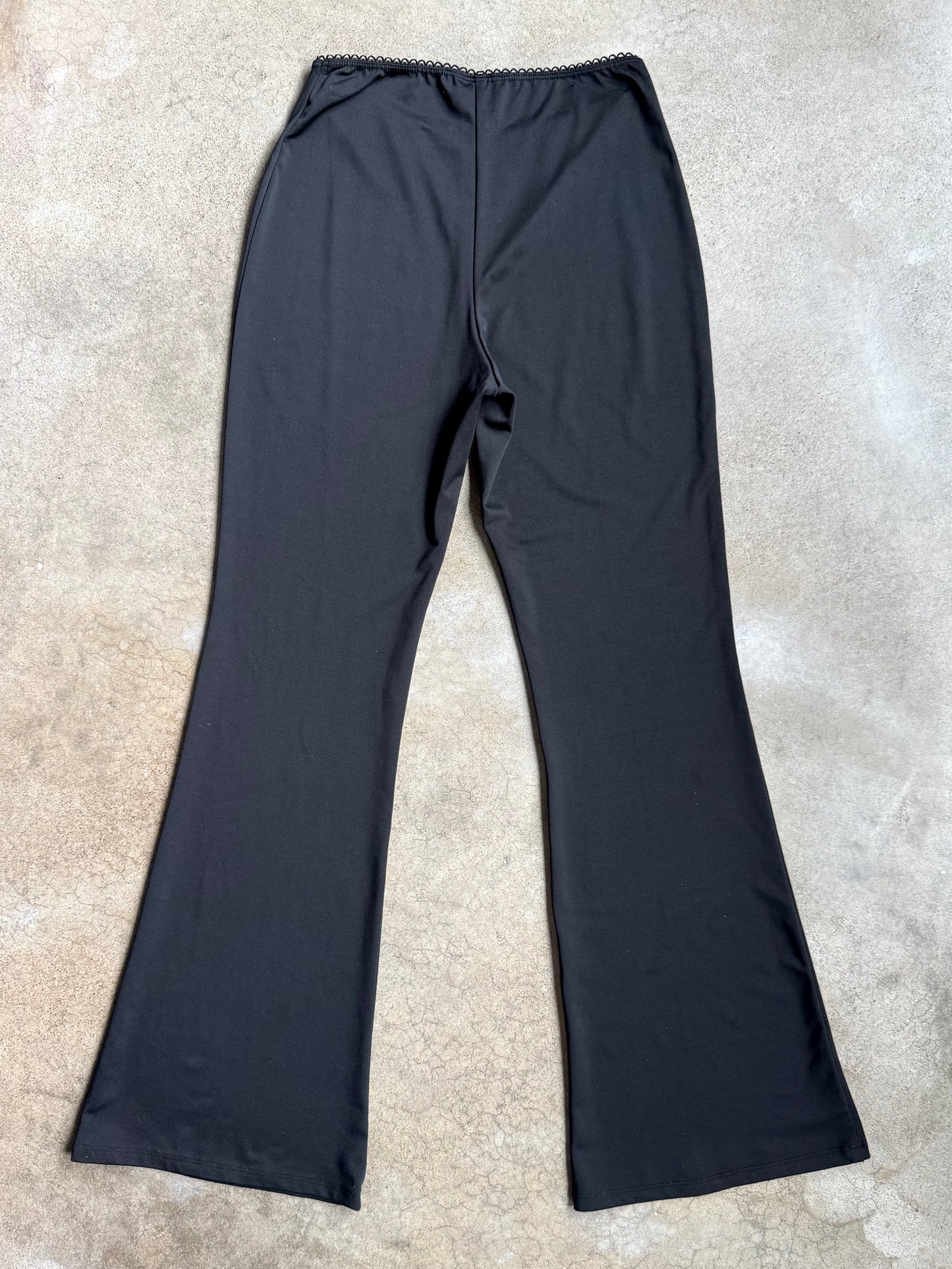 Vintage 1990s Venus Black Mid-Rise Flared Pants | Large