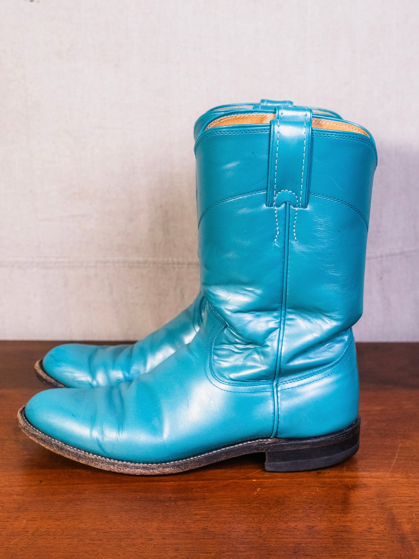 Vintage Justin Turquoise Leather Western Roper Boots | Women’s 7.5