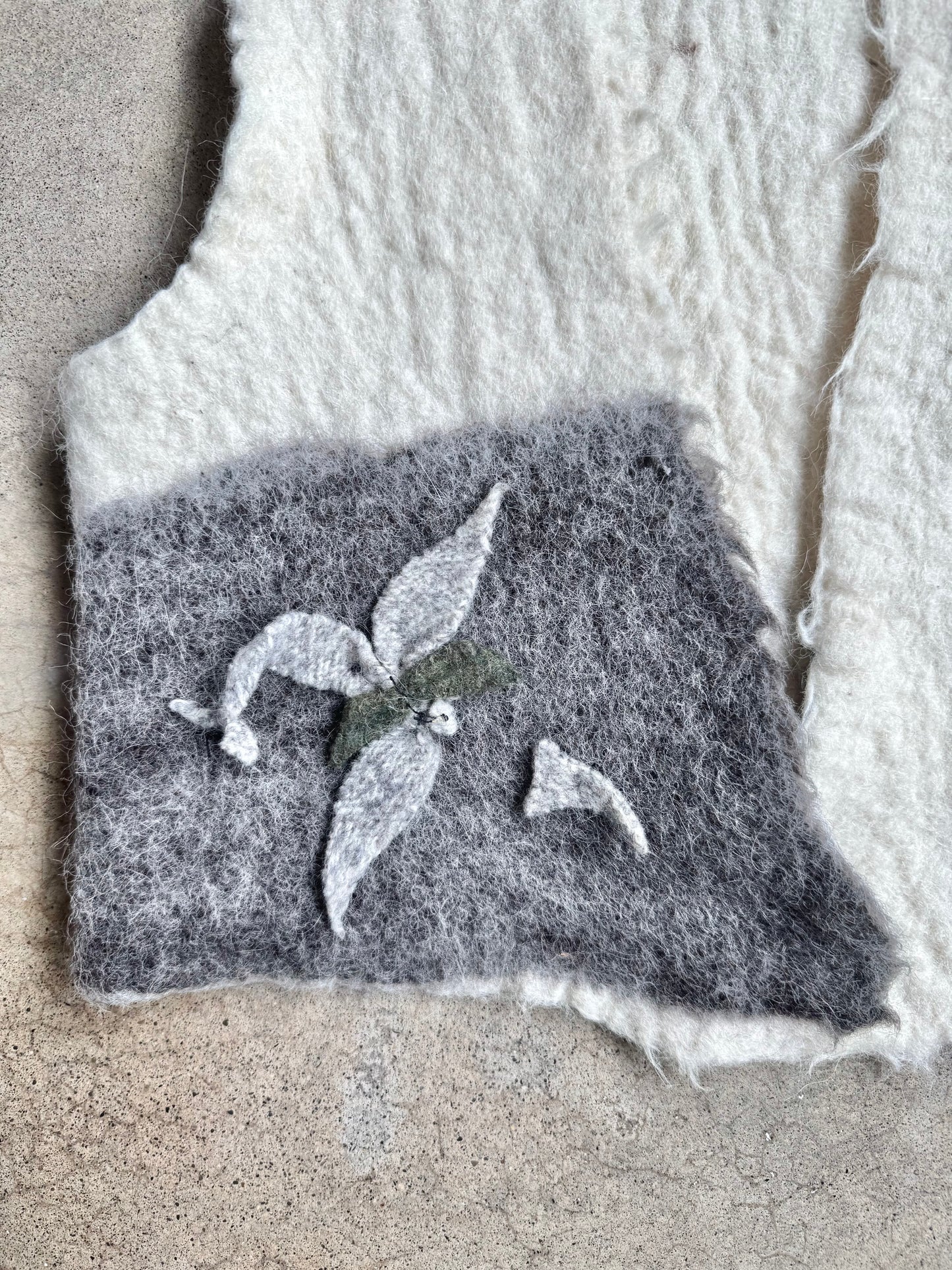 Vintage 1990s Handmade Felted Wool Floral Pattern Vest | Small