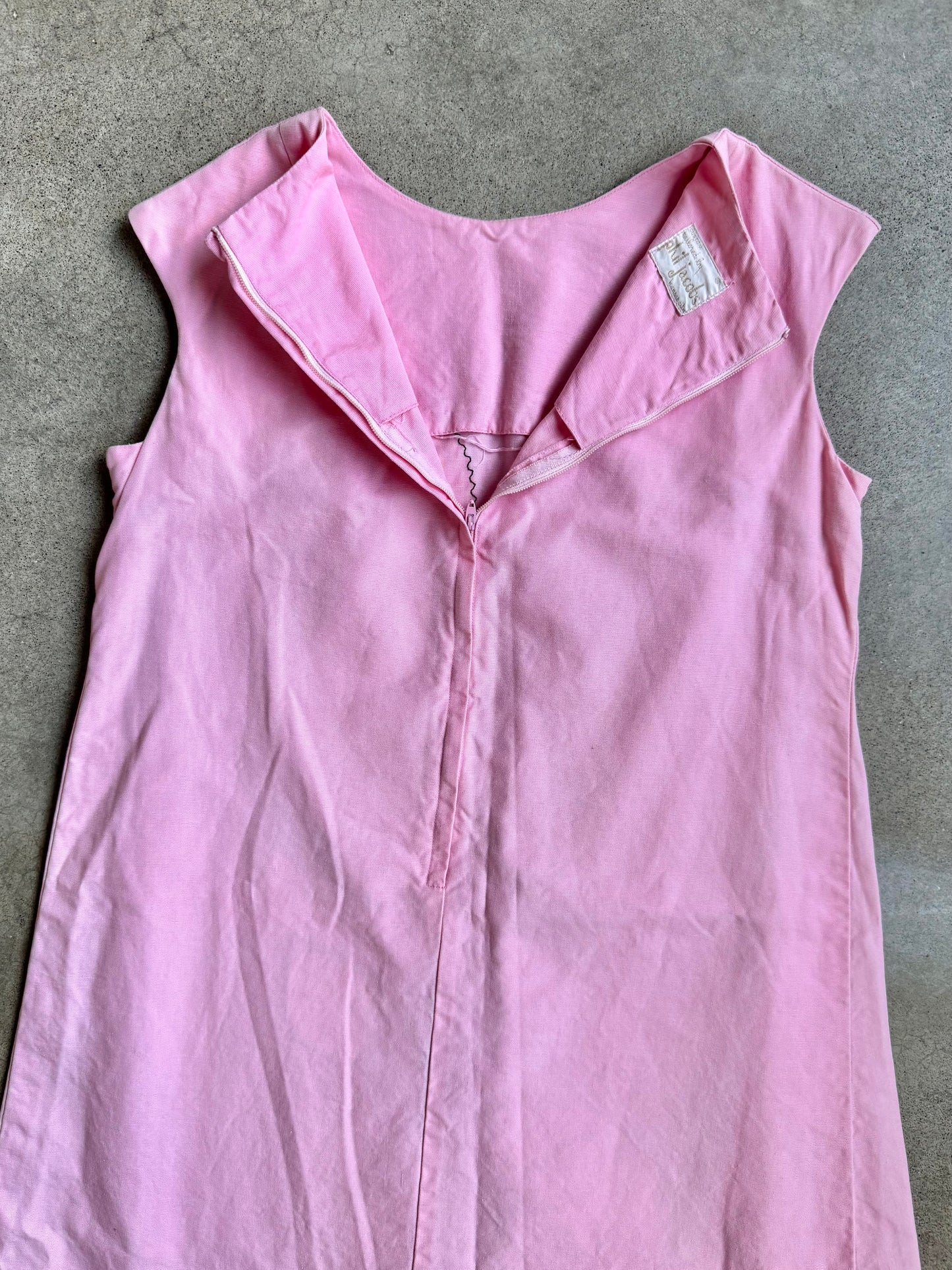 Vintage 1960s Phil Jacobs Pink Fruit Embroidered Shift Dress | Medium