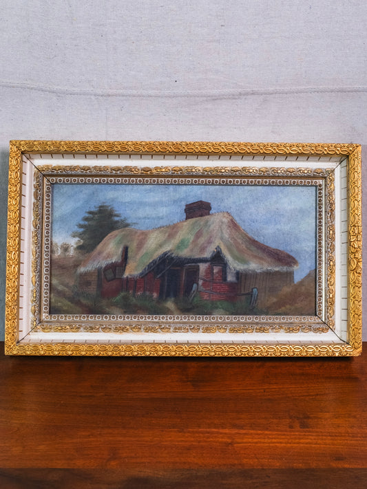 Late 19th Century Framed & Signed European "Village House" Oil on Canvas Painting