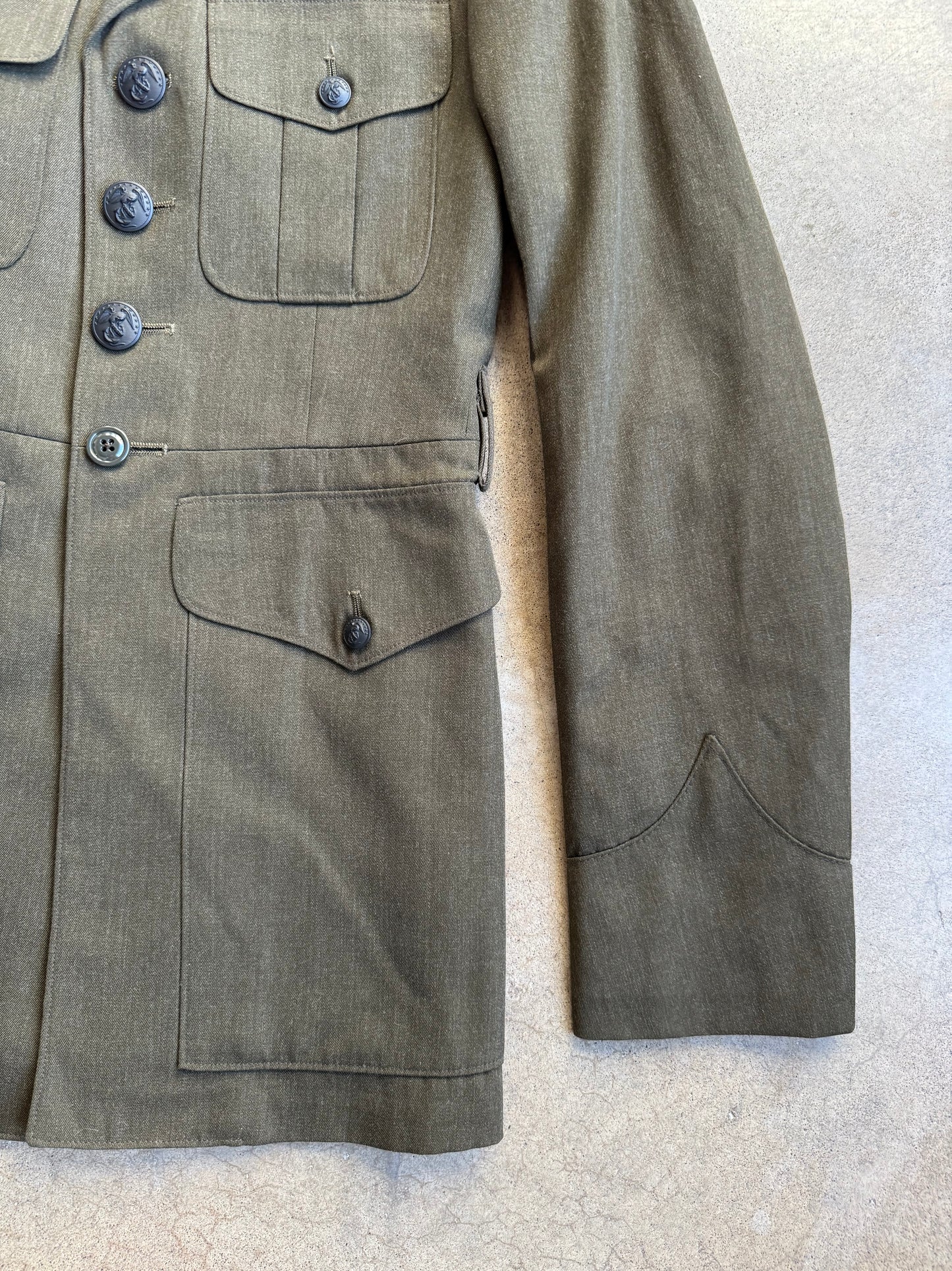 Vintage 1980s U.S. Marine Corps. Military Issue Wool Two-Piece Dress Suit | 37L