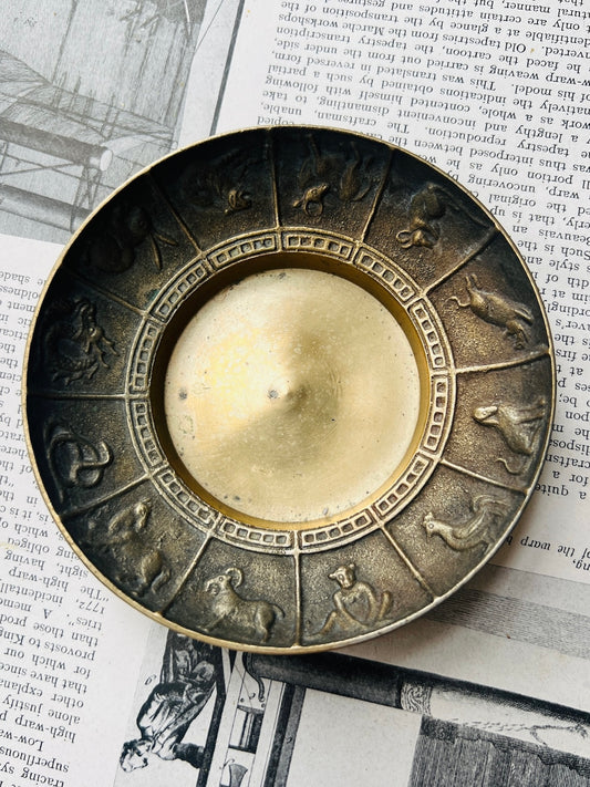 Vintage 1950s/60s Brass Chinese Zodiac Ashtray