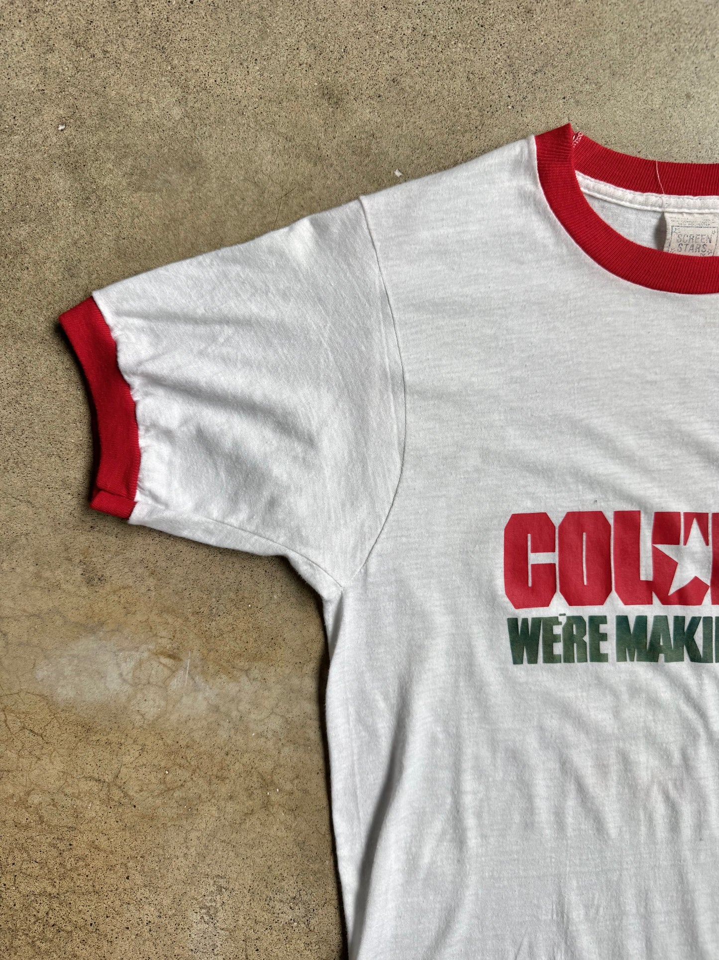 Vintage 1980s “Columbus We’re Making It Great!” Ringer Tee | Small