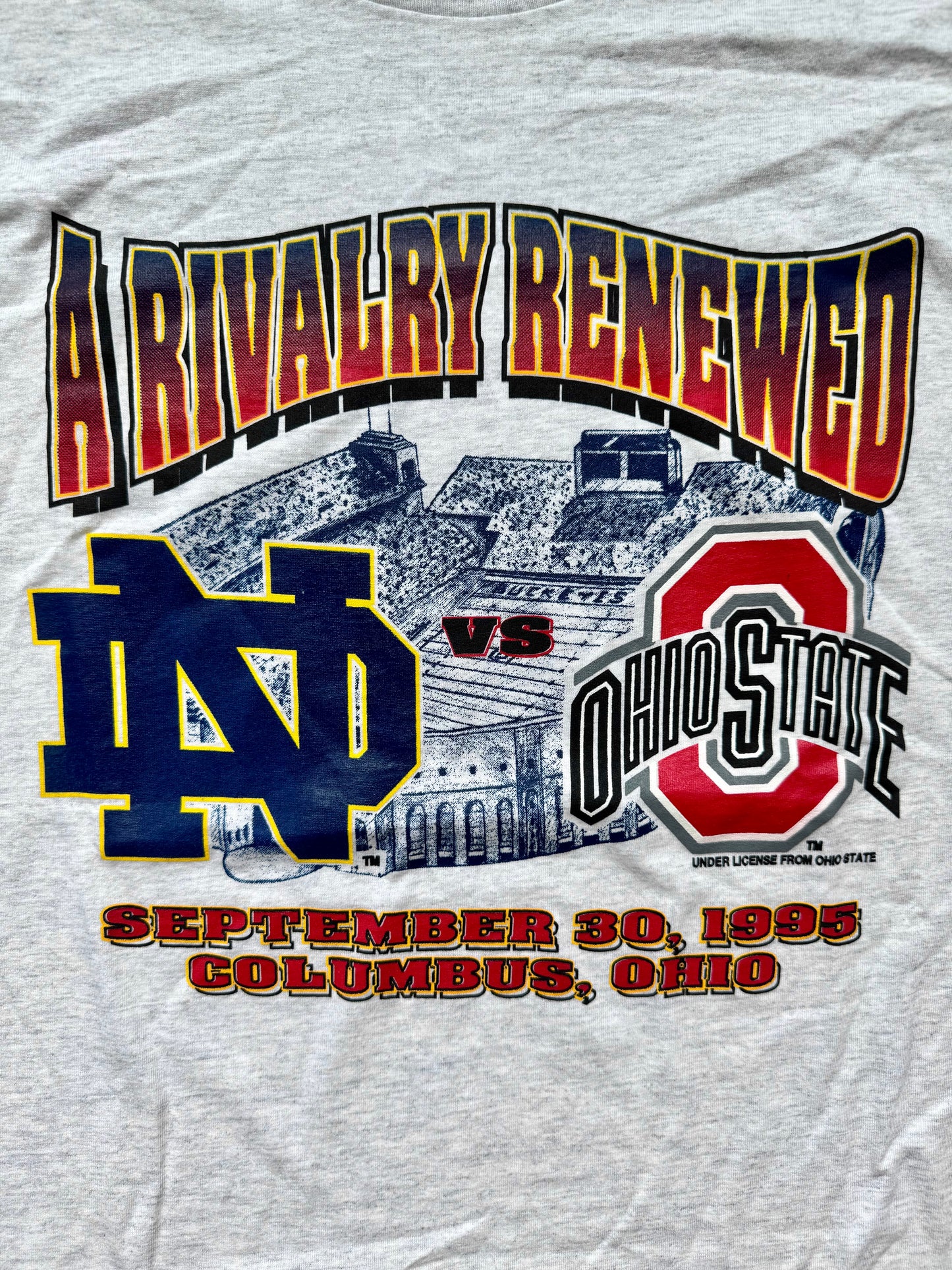 Vintage 1995 “Rivalry Renewed” Notre Dame vs Ohio State Football Graphic Tee | XL