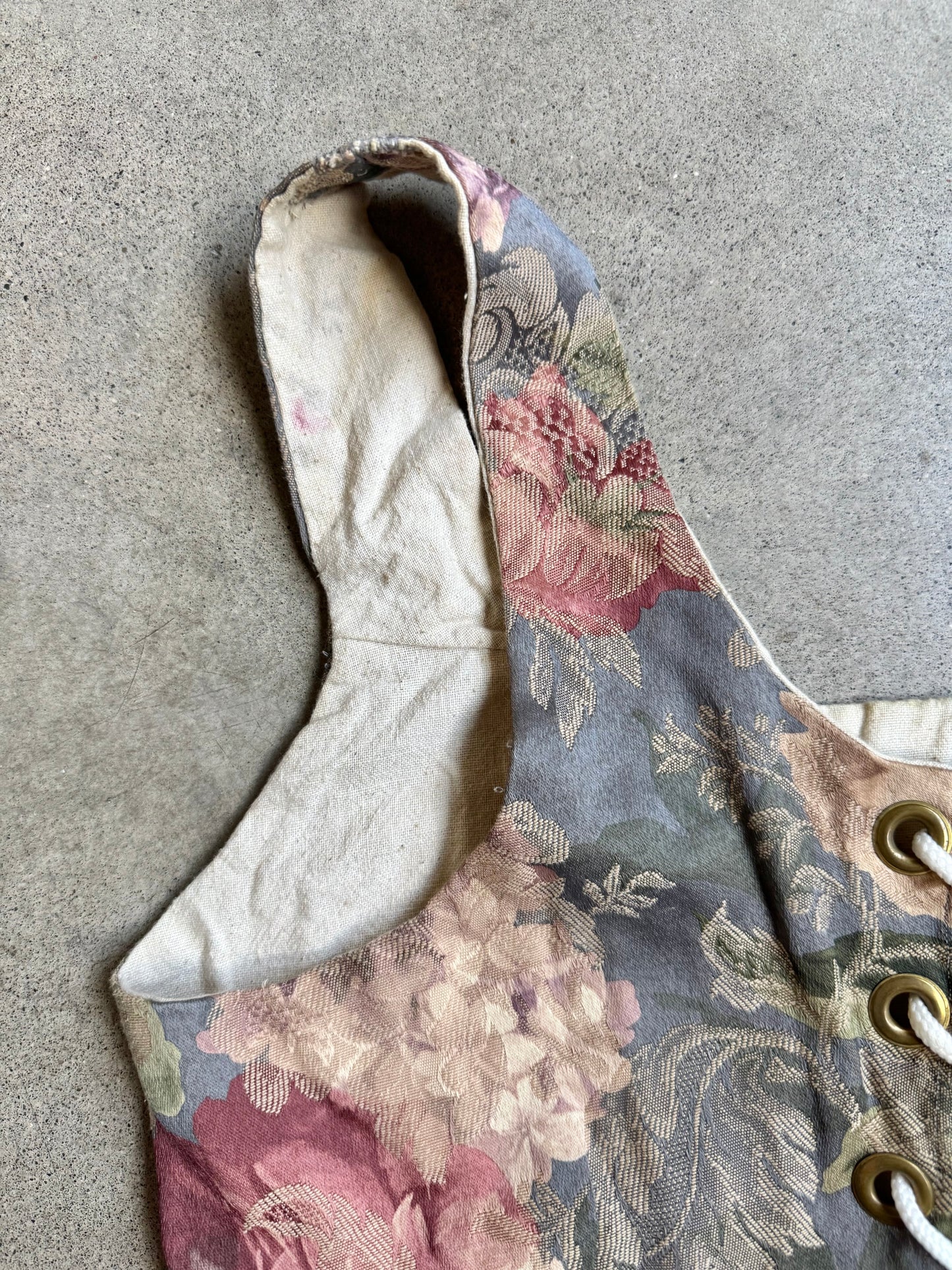 Vintage Handmade Theatre Floral Tapestry Corset Top | L/XL
