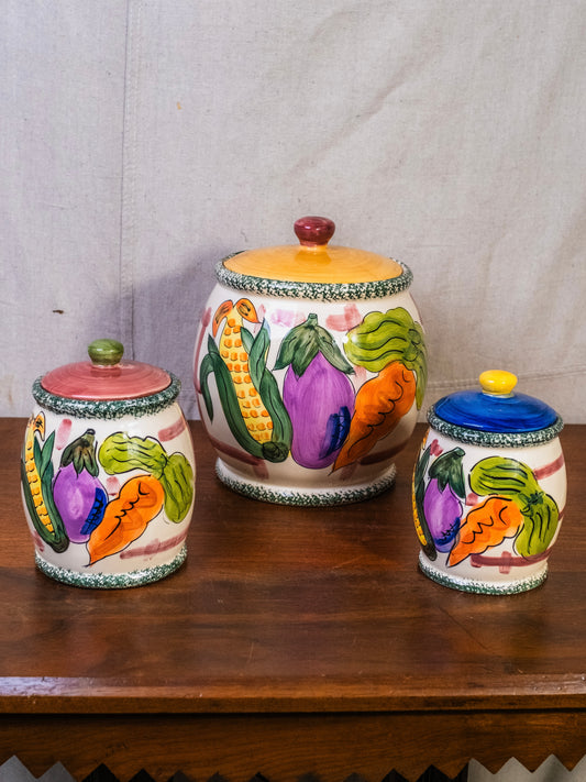Vintage 1990s Young’s “Country Harvest” Kitchen Canisters | Set of 3