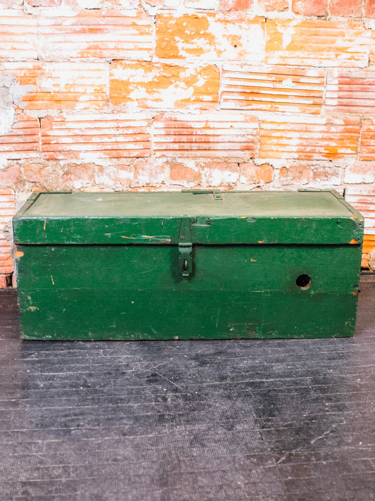 Antique Green Painted Wood Tool Box