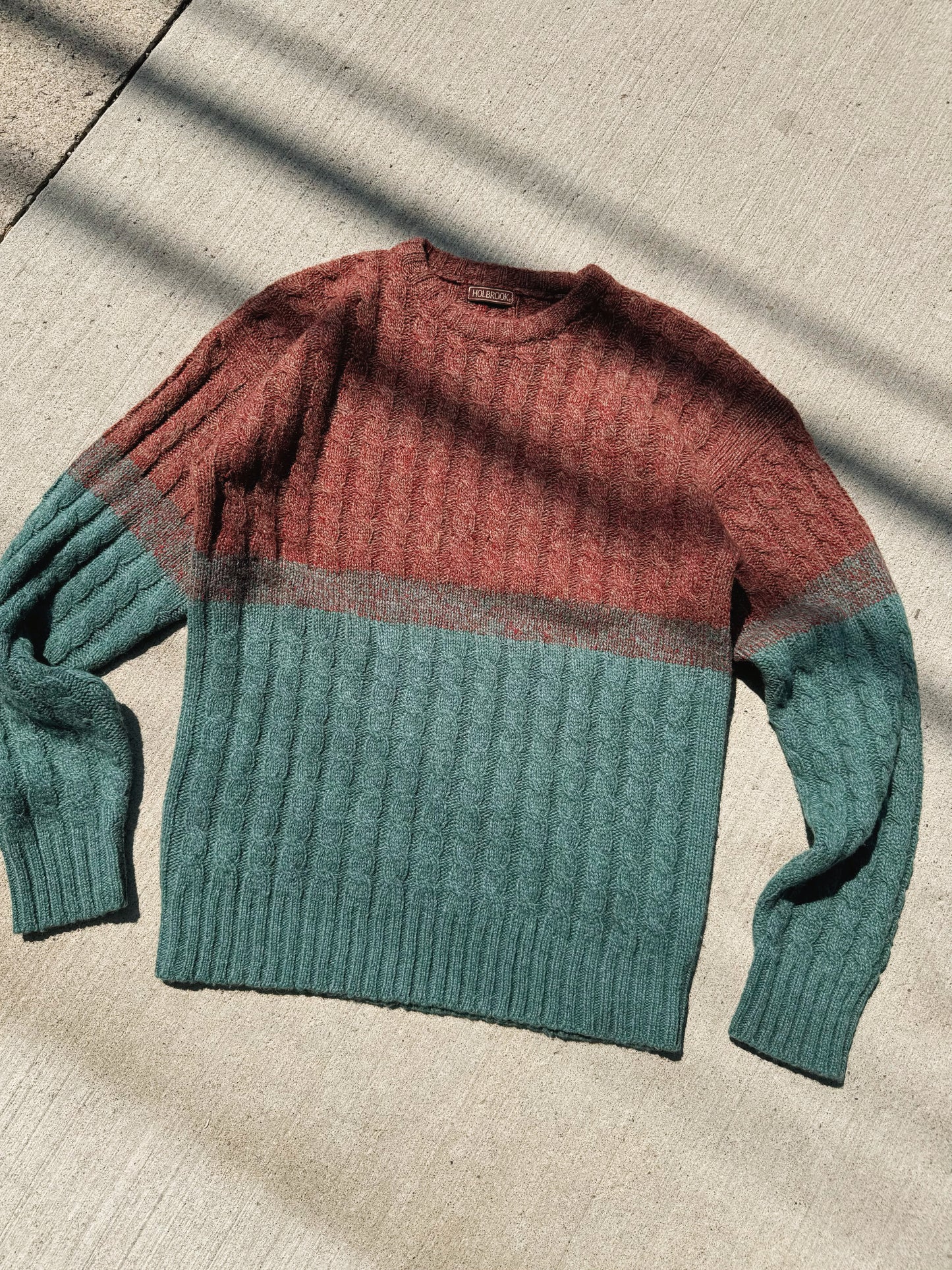 Vintage Holbrook Wool Two-Tone Cable Knit Sweater