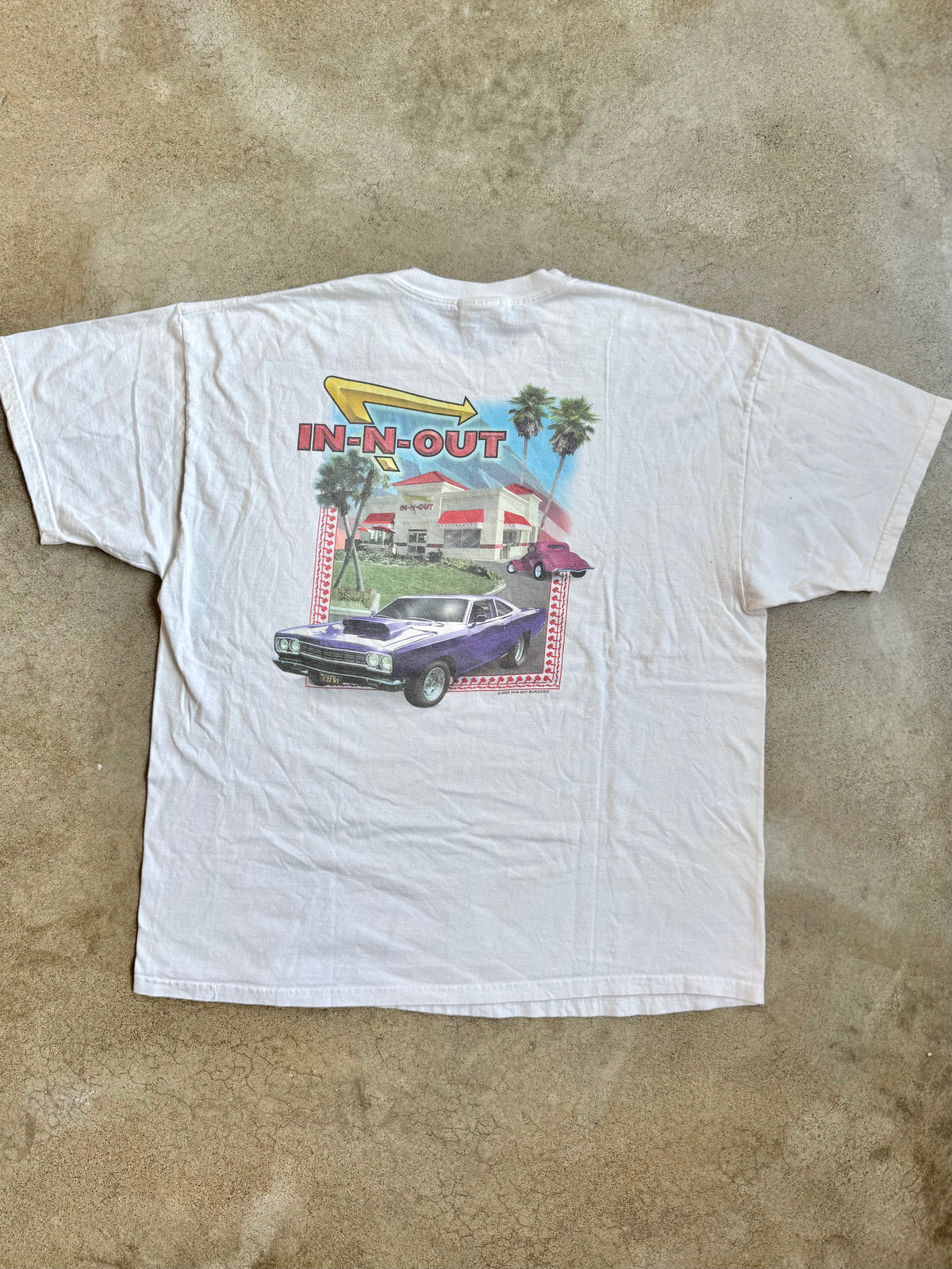 Vintage 2002 In-N-Out Burger White Cotton Graphic Tee | 2XL