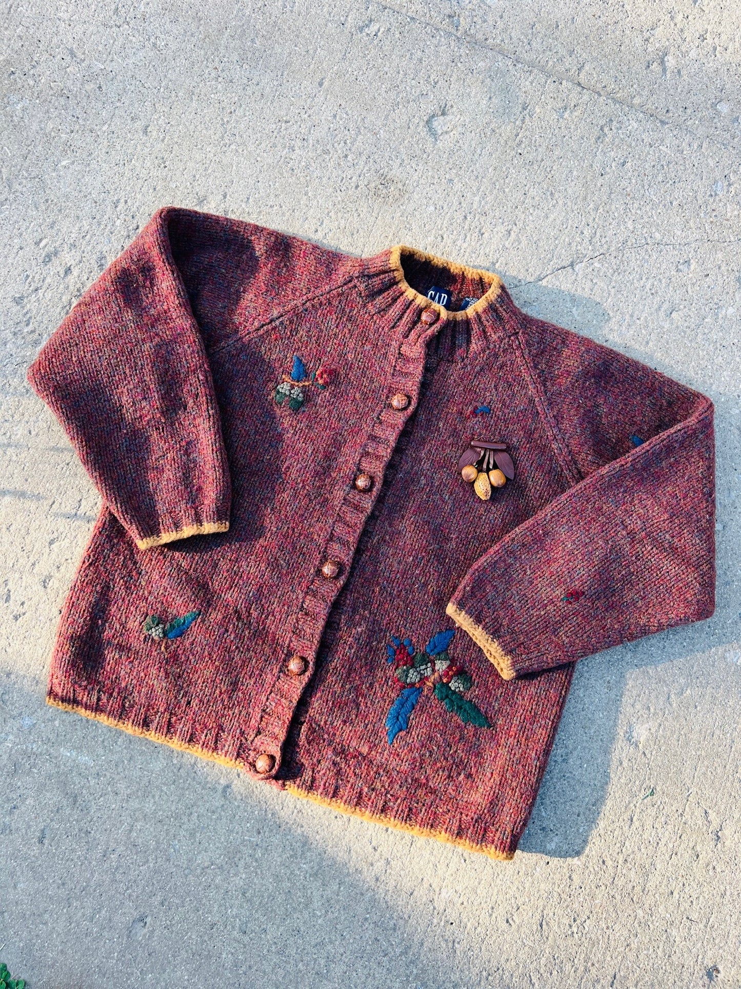 Vintage 1990s Gap Hand-Knit Shetland Wool Cardigan