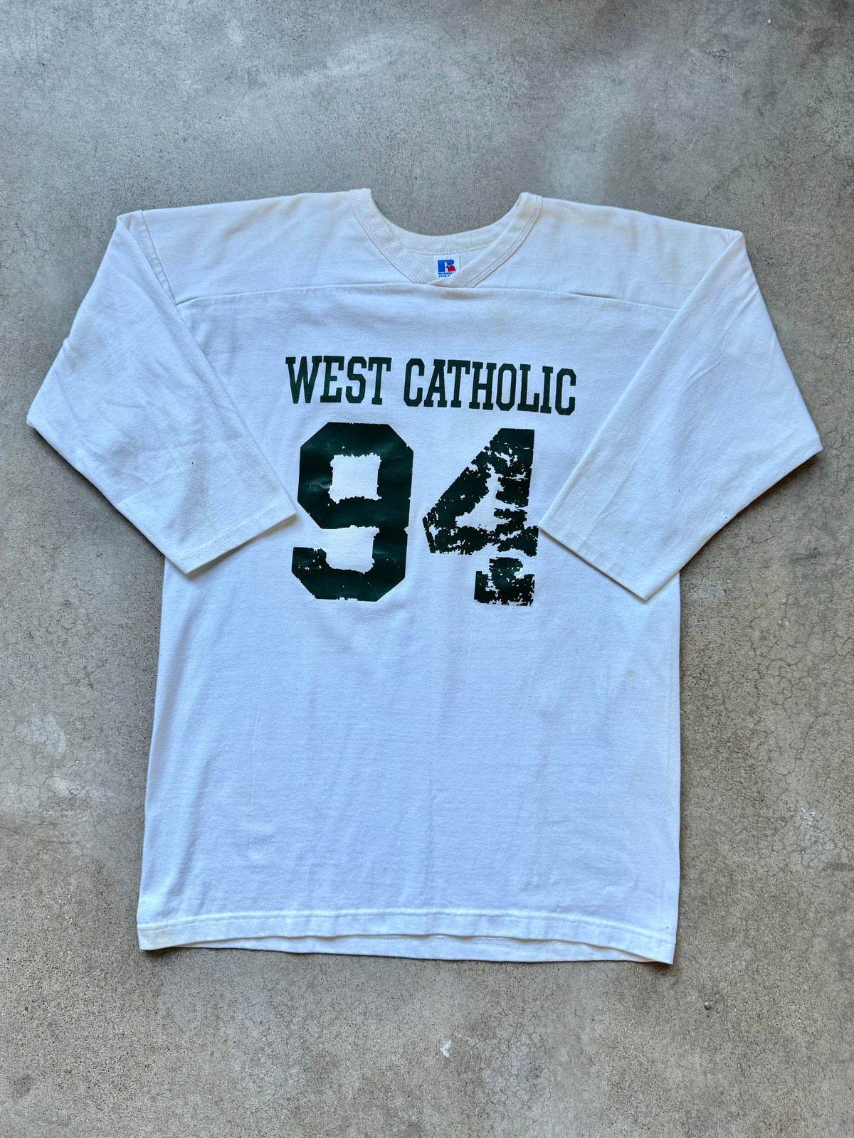Vintage 1980s/90s Russell Athletic West Catholic Football Jersey Tee | XXL