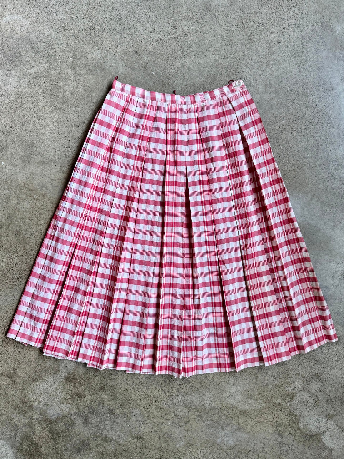 Vintage 1950s Majestic Red & White Plaid Two-Piece Skirt Set | XS