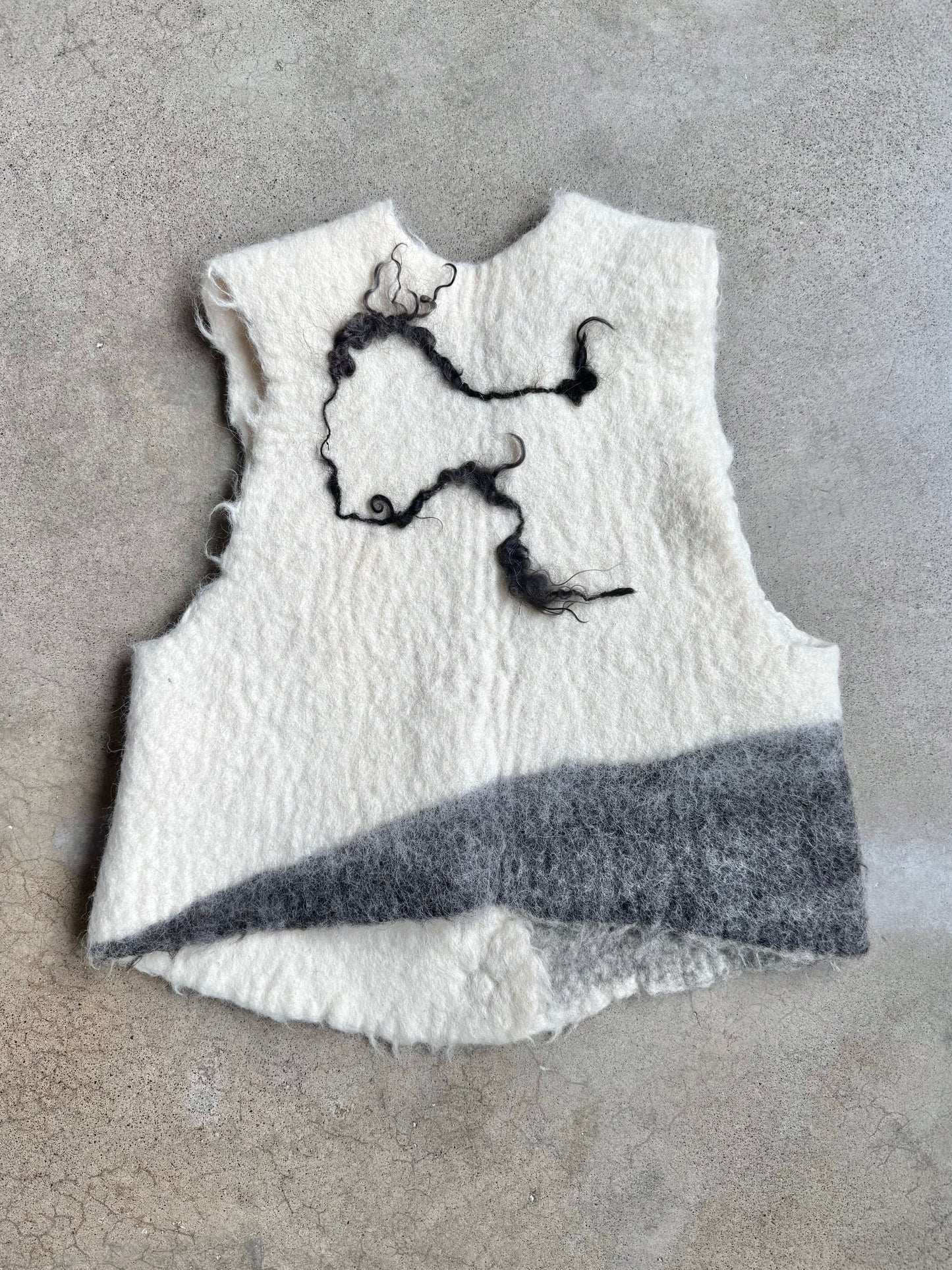 Vintage 1990s Handmade Felted Wool Floral Pattern Vest | Small