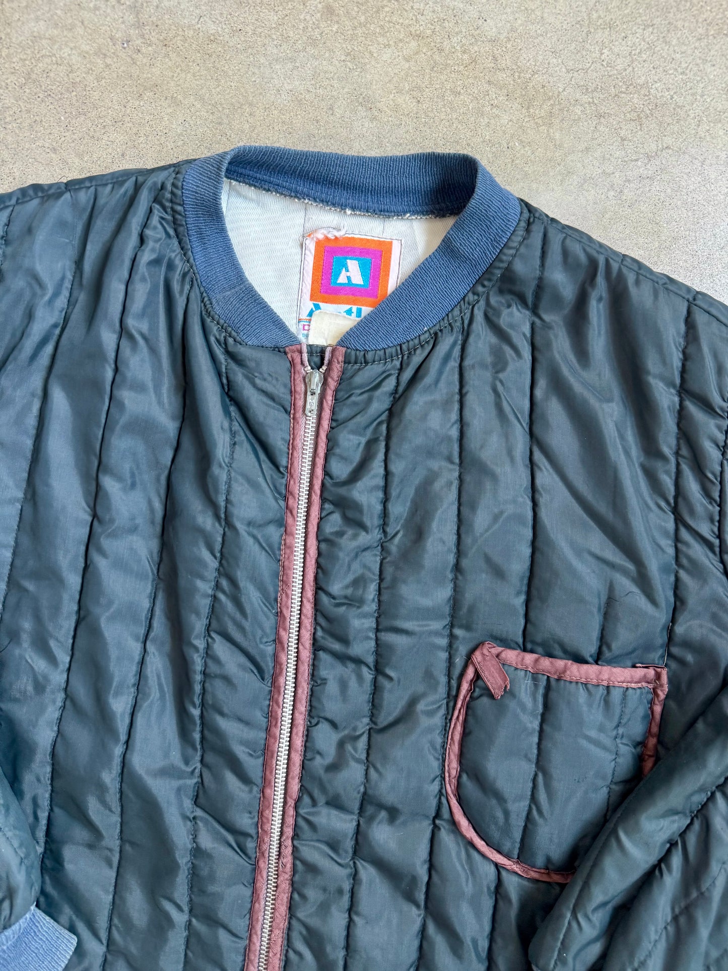 Vintage 1980s Antler Blue Zip-Up Quilted Liner Jacket | Large