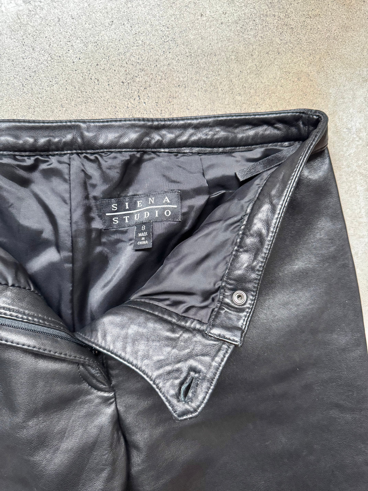 Vintage 1990s/Y2K Siena Studio Black Leather Flare Pants | Waist 30”