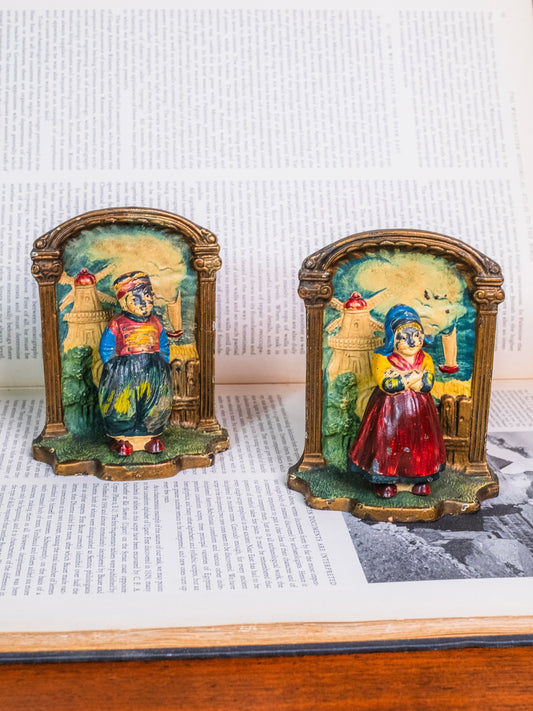 Antique Hubley Cast Iron "Dutch Boy & Girl" Bookends | Set of 2