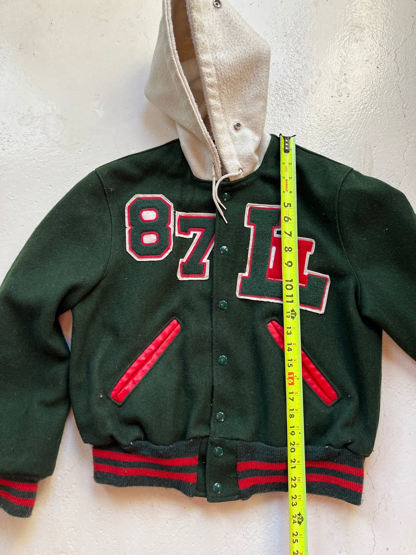 Vintage 1980s Green Wool Varsity Letterman Jacket | S/M