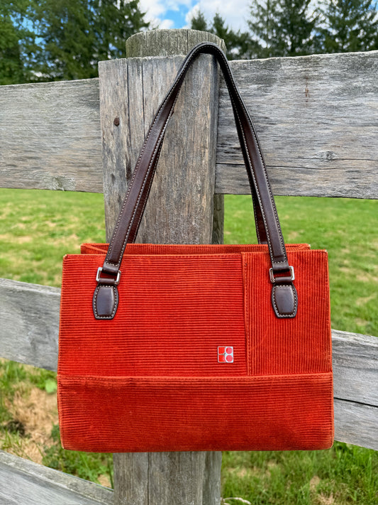 Vintage 1990s Kate Spade Burnt Orange Corduroy Handbag