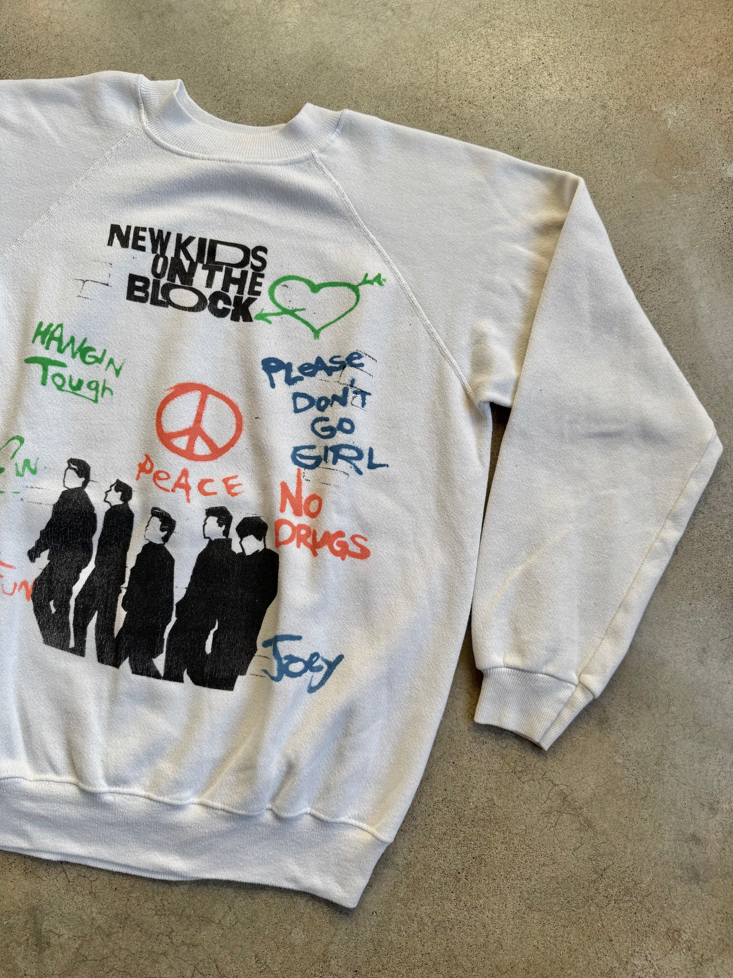 Vintage 1990s New Kids On The Block "Hangin’ Tough" Graphic Raglan Sweatshirt | Medium
