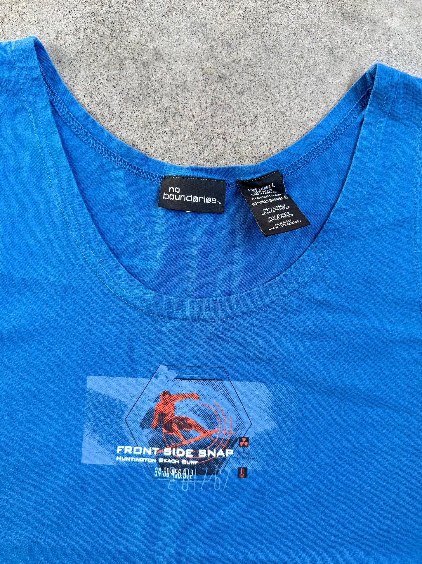 2000s No Boundaries Blue Surf Graphic Tank Top | Large