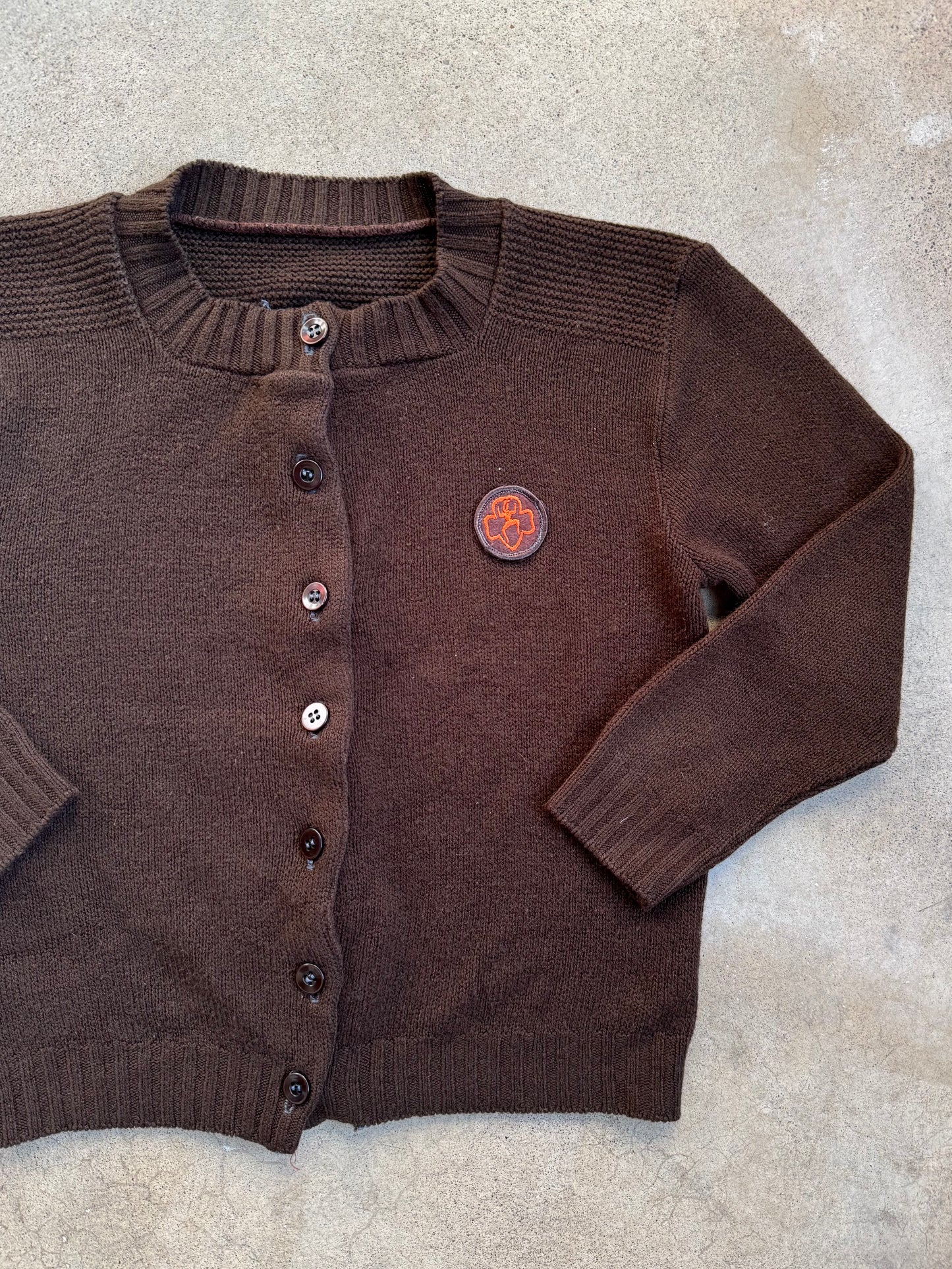 Vintage Girl Scouts Brownie Patch Cardigan | Youth M/L