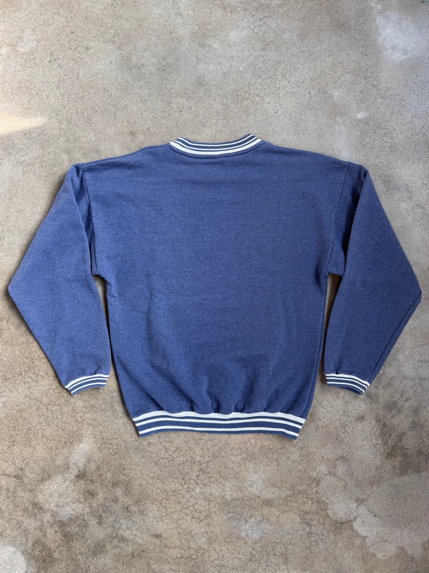 Vintage 1980s Dunbrooke Pla-Jac Blue Striped Crewneck Sweatshirt | Small