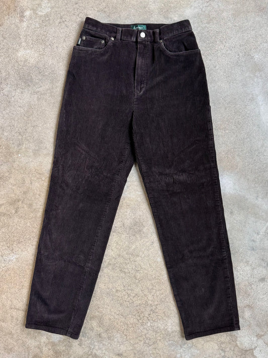 Vintage 1990s Lauren Ralph Lauren Dark Brown Corduroy Pants | Waist 28”