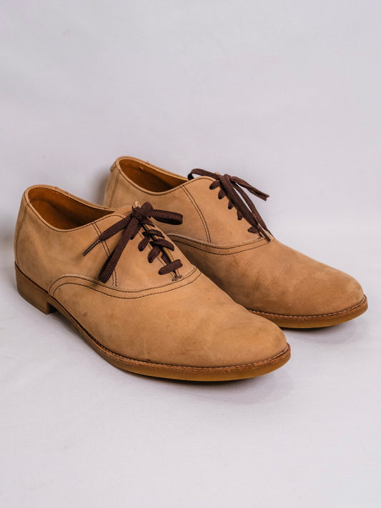 Vintage 1980s Dexter Tan Suede Lace-Up Oxford Shoes | Men’s 9.5
